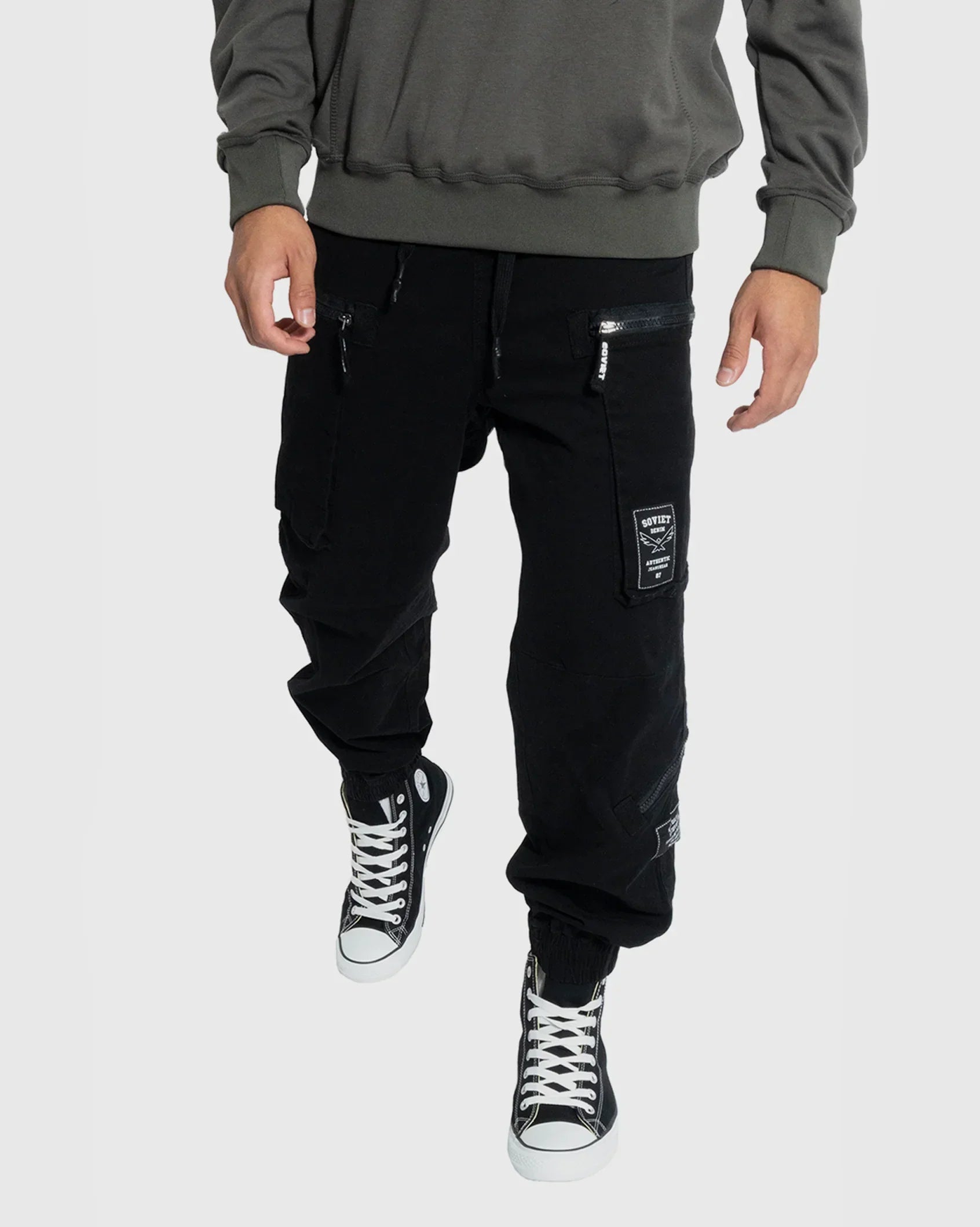 Men's Skywalker cargo pants by Soviet, featuring multiple pockets and casual fit, shown in a neutral tone.
