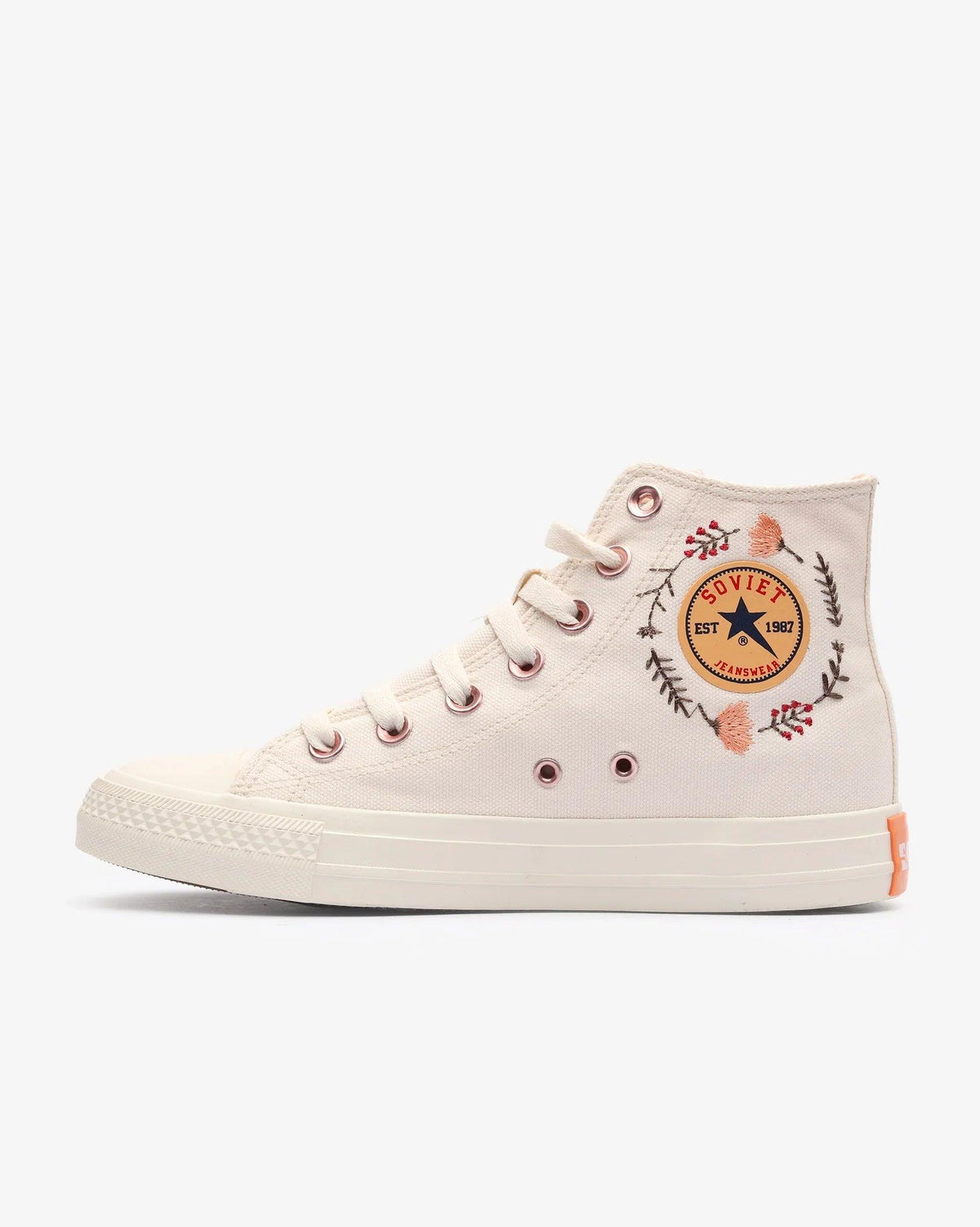 Soviet Ladies Viper Floral Hi Cut Canvas Footwear showcasing vibrant floral design and high-cut style.