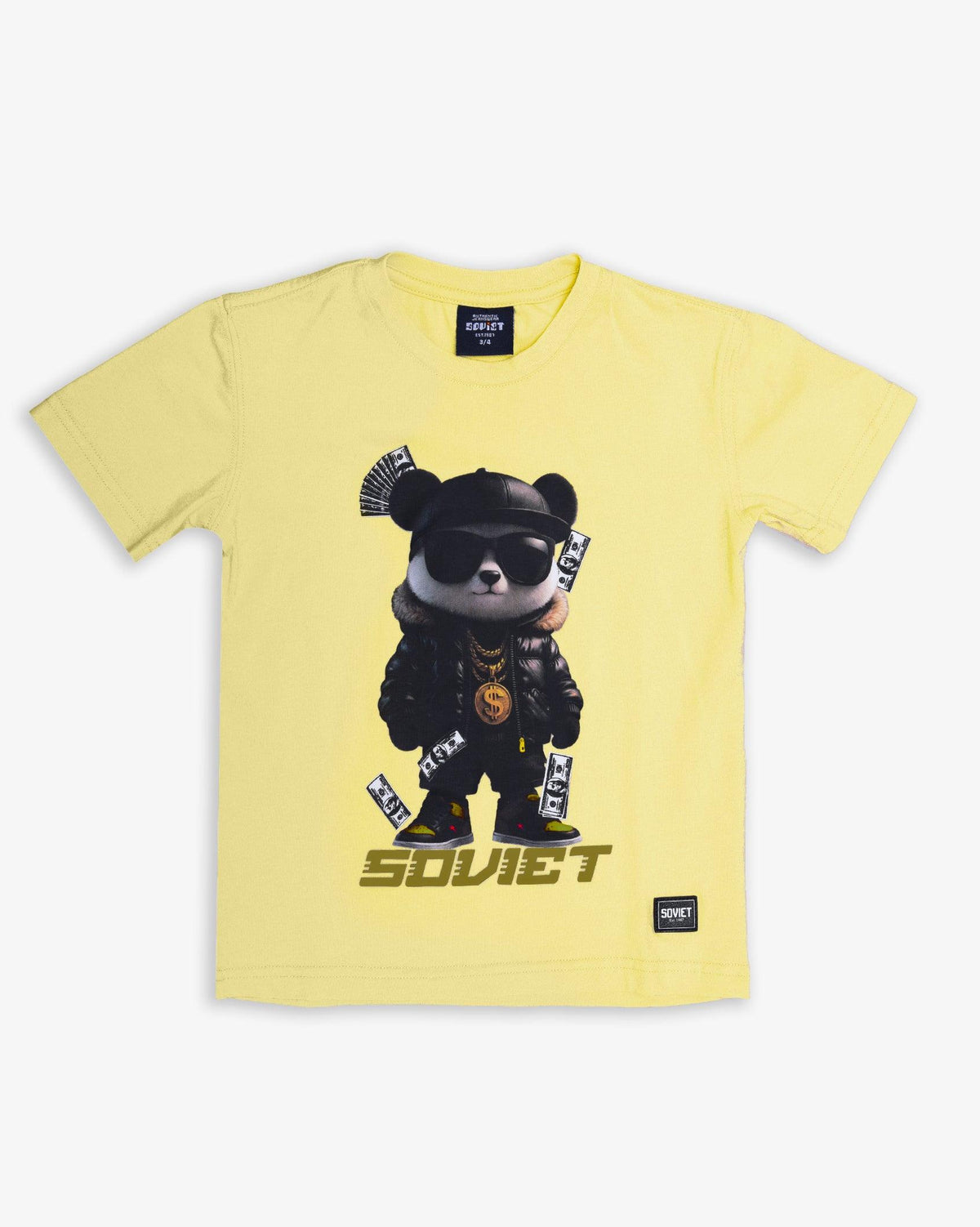 Soviet boys' short sleeve fashion T-shirt with a colorful graphic design, casual apparel for boys, shown on a white background.