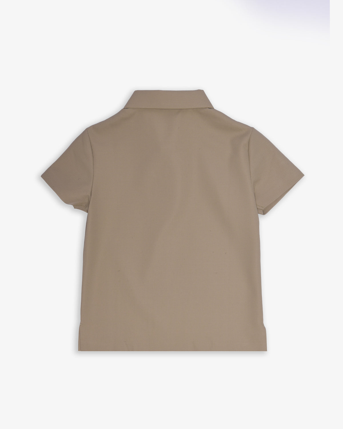 Boy wearing Soviet Boys McQueen short sleeve slinky fashion golfer in silver sage, casual apparel with sporty style.