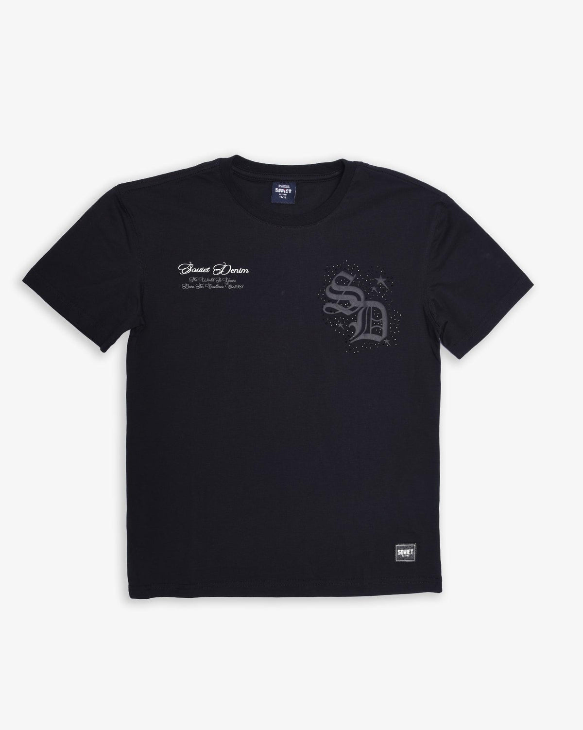 Black boys' short sleeve box fit T-shirt by Soviet, featuring a casual fashion design and comfortable apparel fit.