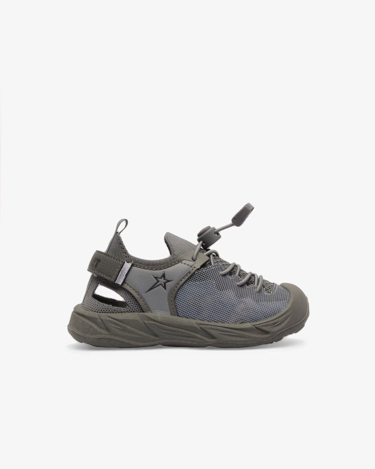 Soviet Infants Midnight Adventure Sandal in grey and charcoal, lightweight footwear for toddlers with adjustable straps.