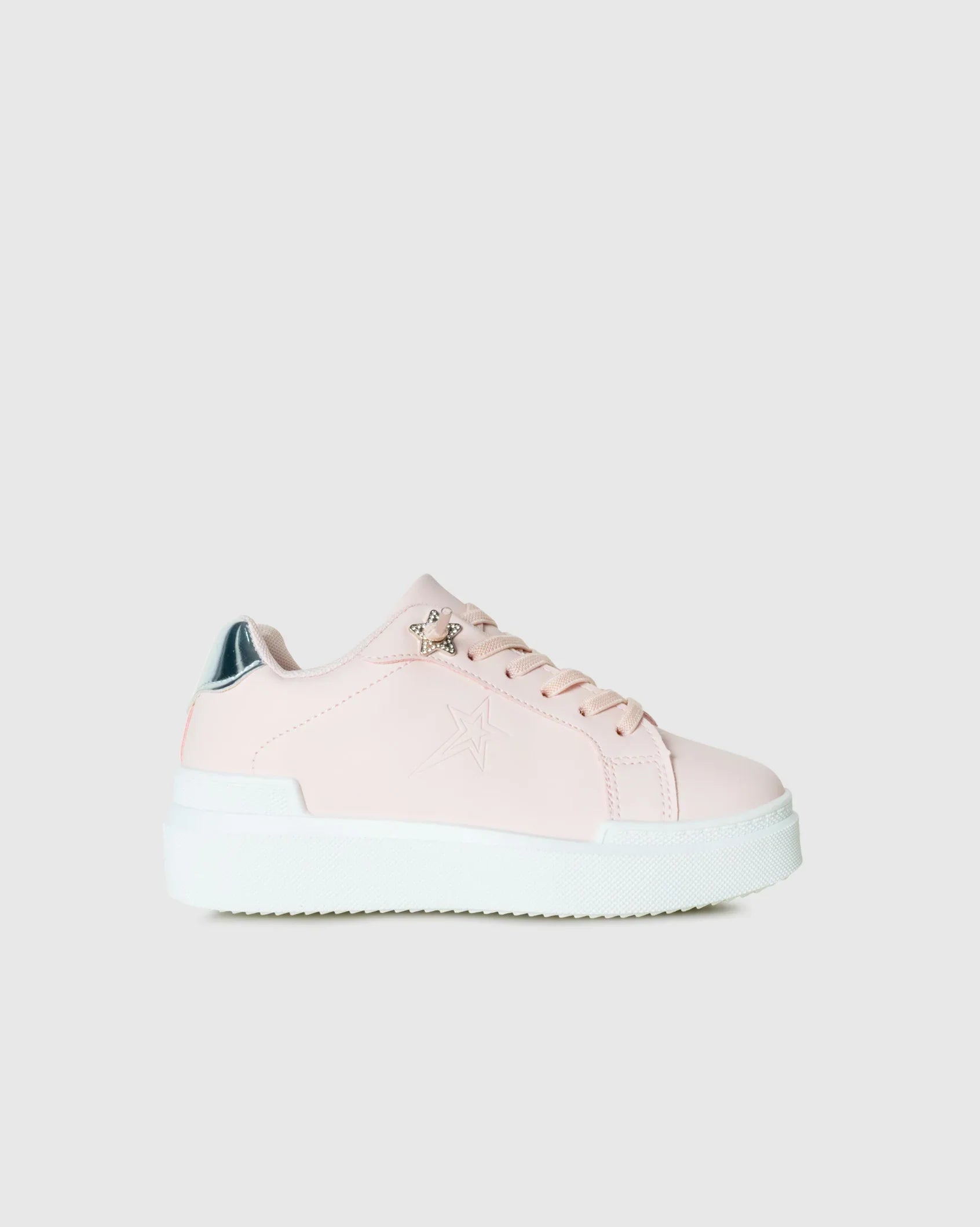 Kids Allie Pink Pu star detail sneaker left