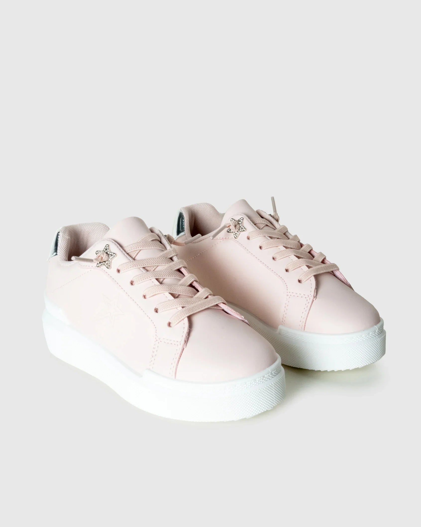 Kids Allie Pink Pu star detail sneaker shot