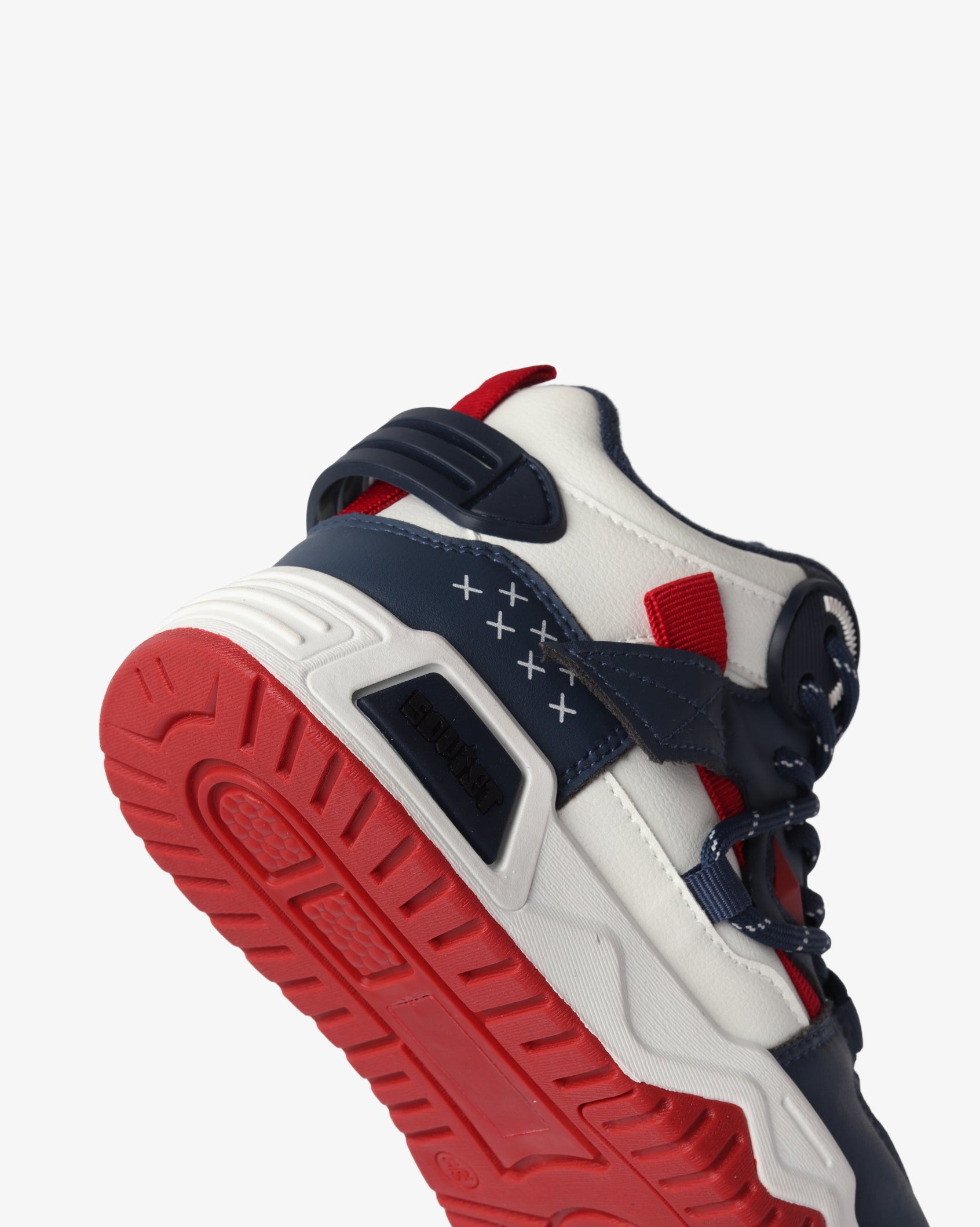 Soviet Youth Cooper hi cut casual PU sneaker in navy and red with white sole, showcasing a stylish sporty footwear design.