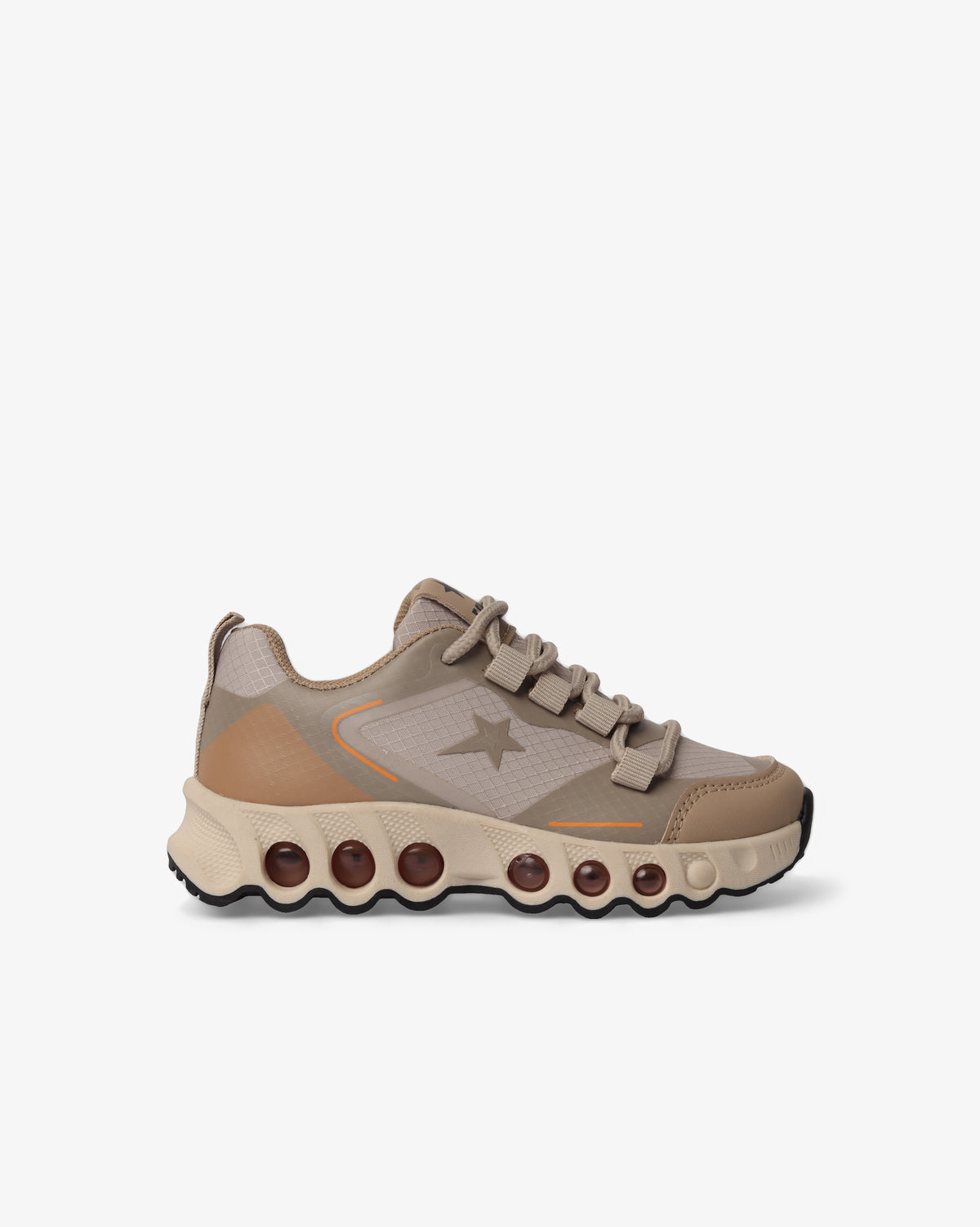 Kids Soviet Enzo low cut chunky sneaker in cream color with white sole and lace-up design, suitable for casual wear.