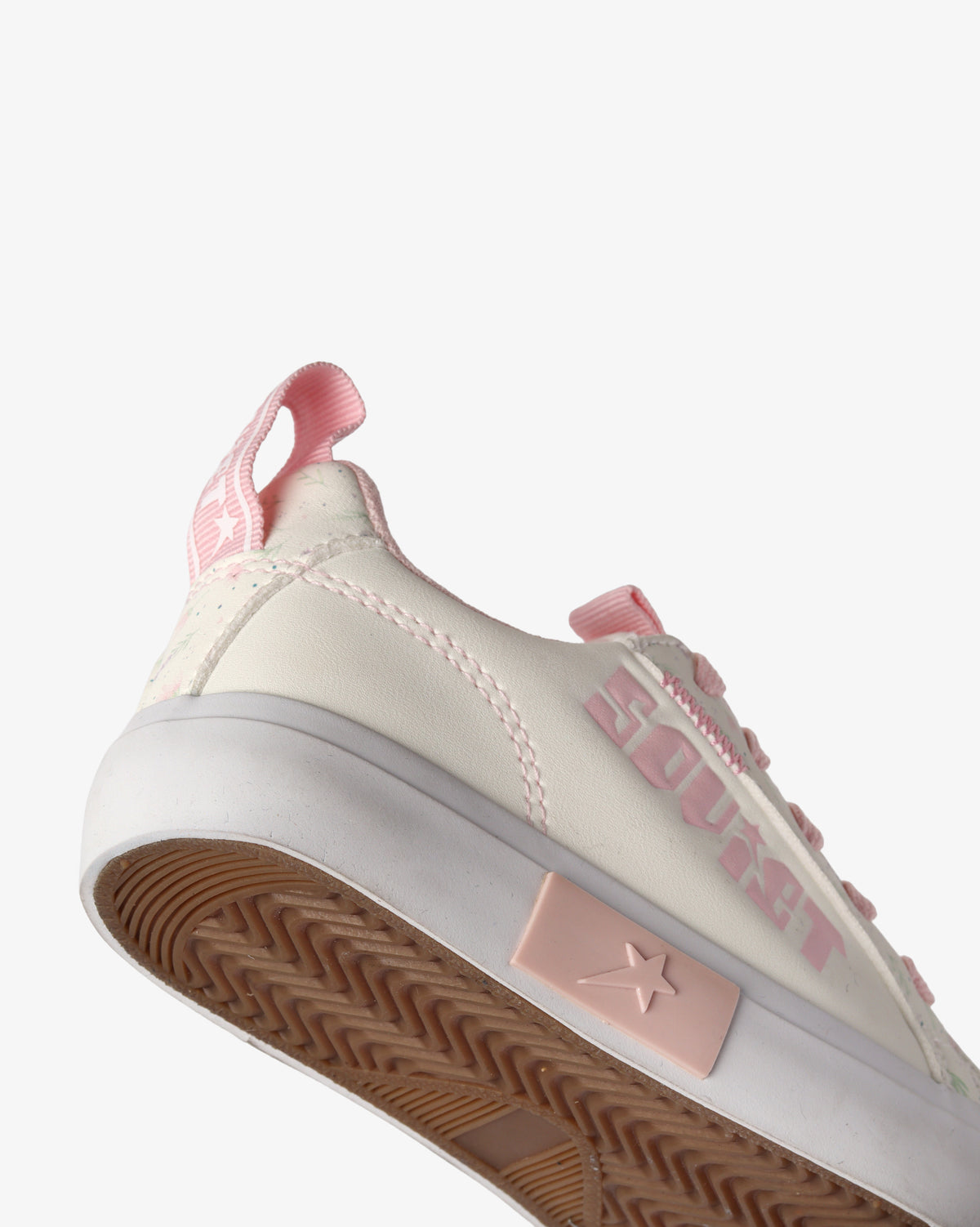 Kids Hollywood low cut PU sneakers by Soviet with white floral design, lightweight footwear for children.