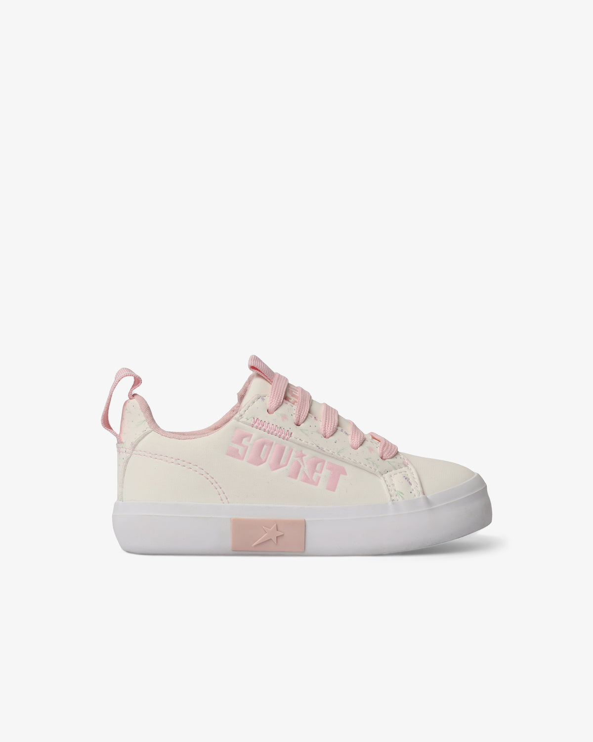 Kids Hollywood low cut PU sneaker by Soviet with white floral design, ideal for stylish children's footwear.