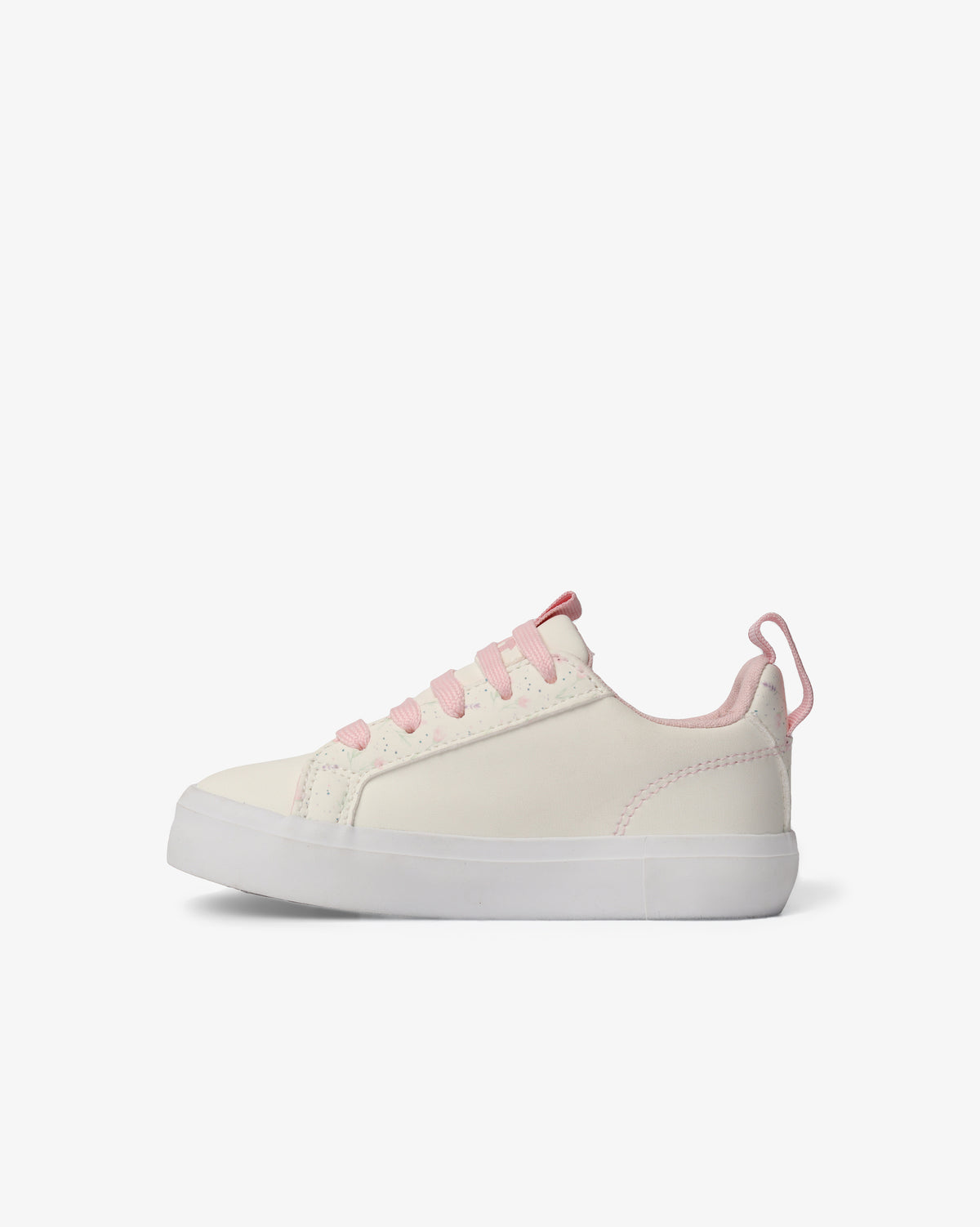 Kids Hollywood low-cut PU sneaker by Soviet with white floral design, featuring comfortable footwear for children.