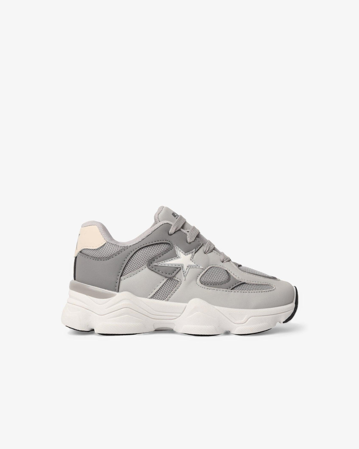 Soviet Infants Hudson low-cut mixed media chunky sneaker in grey and dark grey