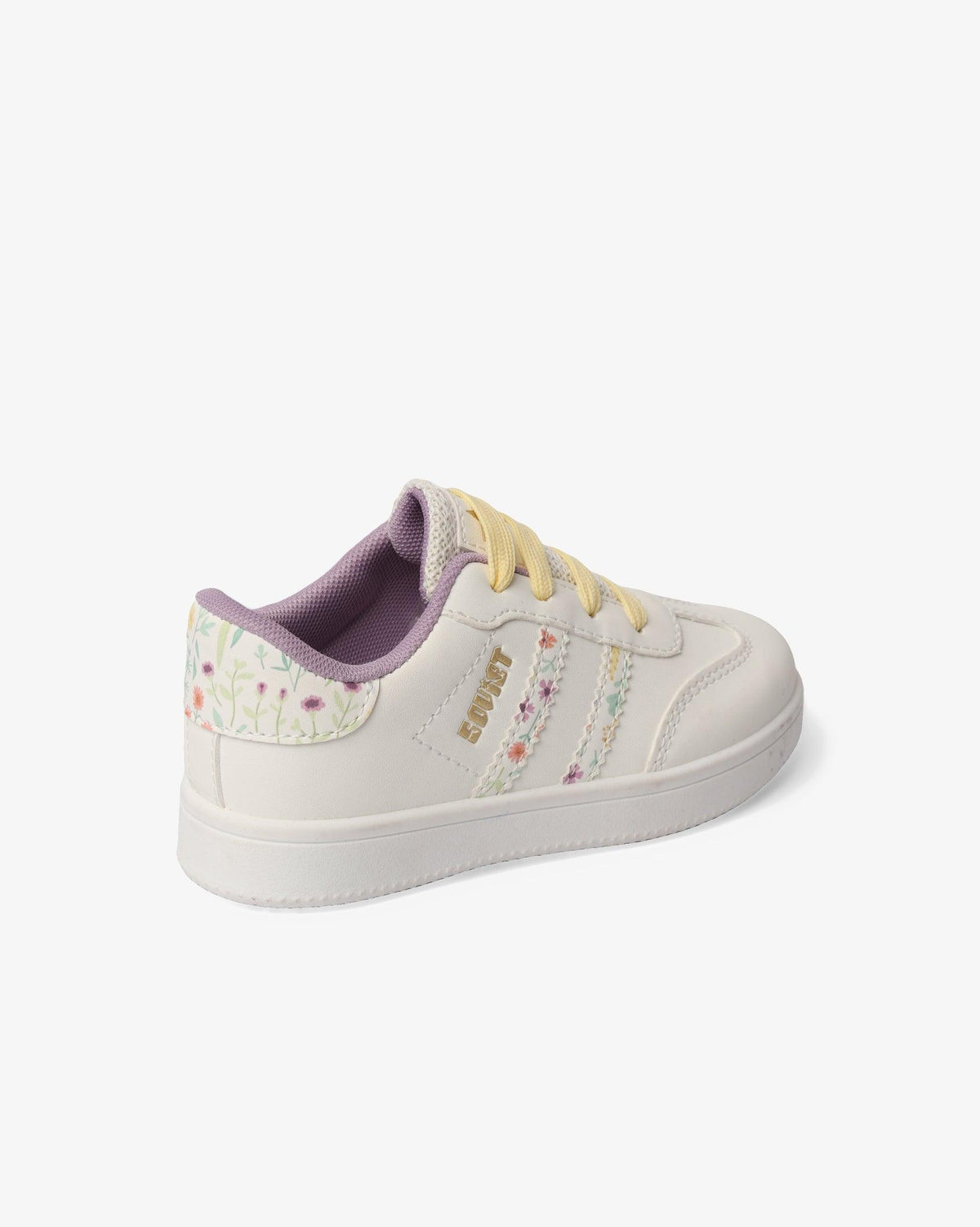 Soviet Kids Isla Fashion PU sneaker in white floral with yellow and mauve accents