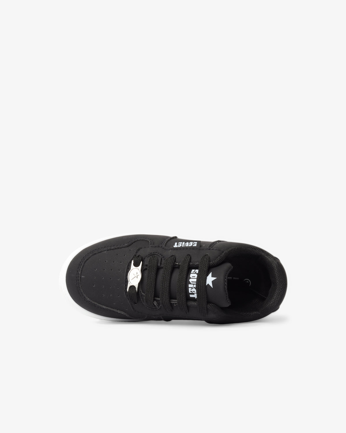 Soviet Youth Leandro low cut casual lace-up sneaker in black and white with white rubber sole, footwear for casual wear.
