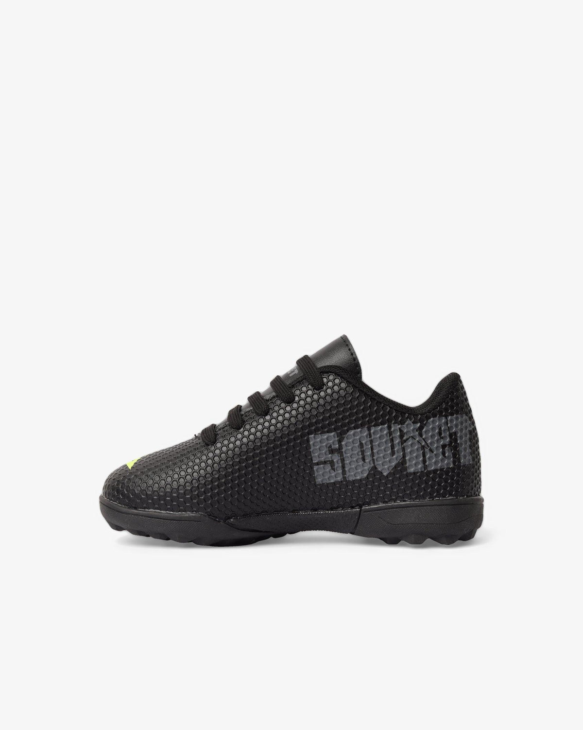 Black Soviet Youth Runner plim casual PU lace-up sneaker for kids, featuring a sleek design and comfortable footwear style.