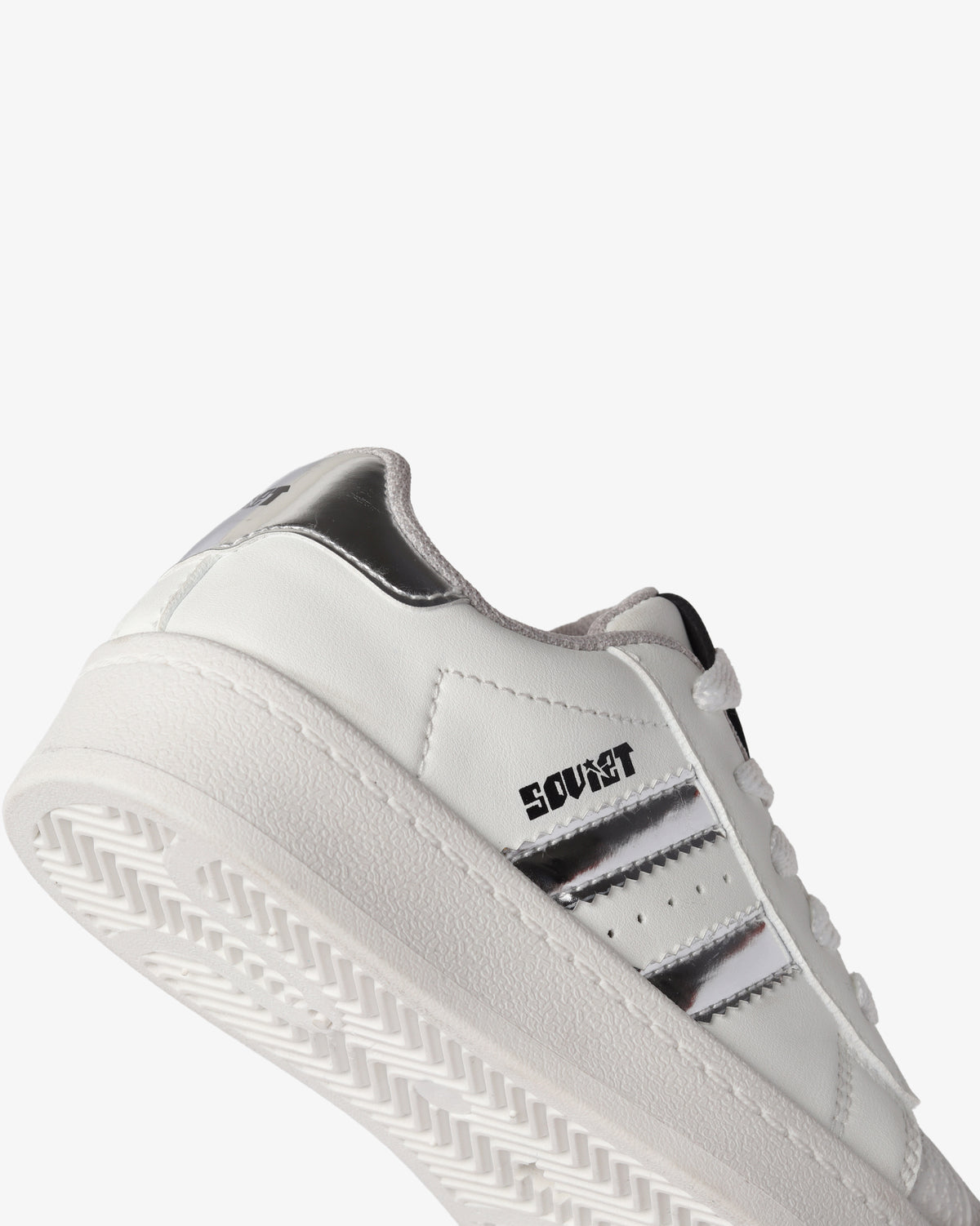 Soviet Youth Stargaze Platform low cut casual footwear in white and silver with a chunky platform sole.