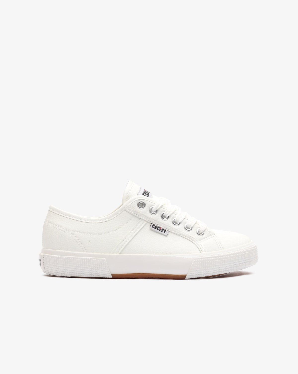 White Soviet Ladies Ayanda PU S26 low cut lace-up sneaker, stylish footwear with a sleek design and comfortable fit.
