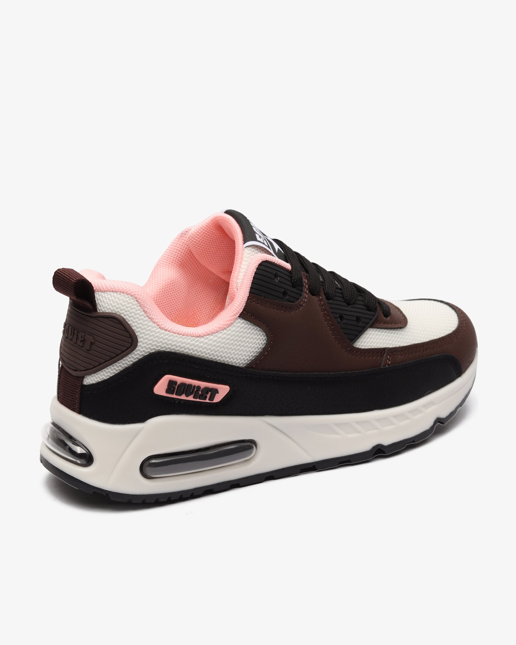 Soviet Ladies Kirk Airbubble Athleisure Sneaker in white and brown with black accents, showcasing sporty footwear design.