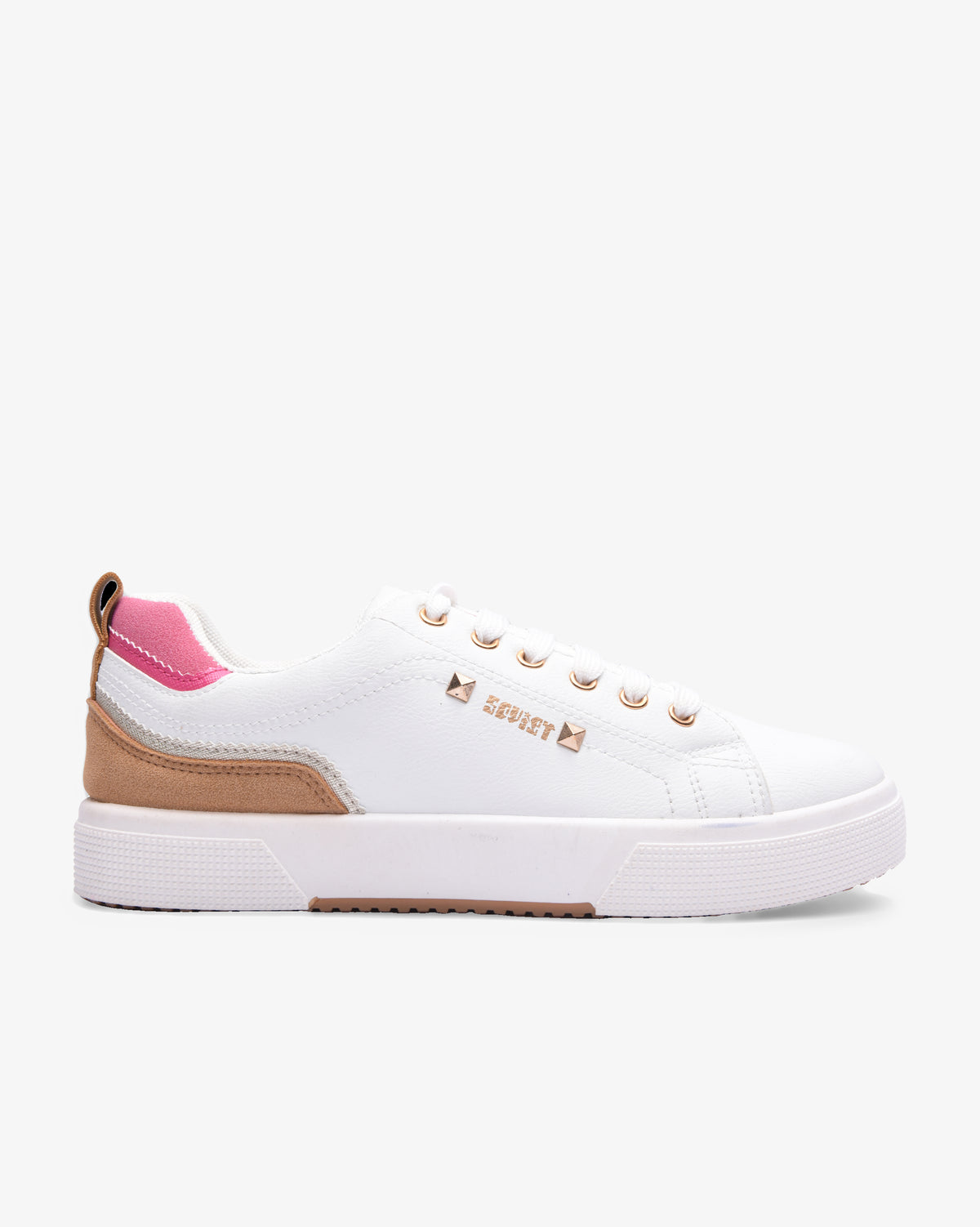 Ladies Mahogany - PU Multi Panel Lace Up Sneaker