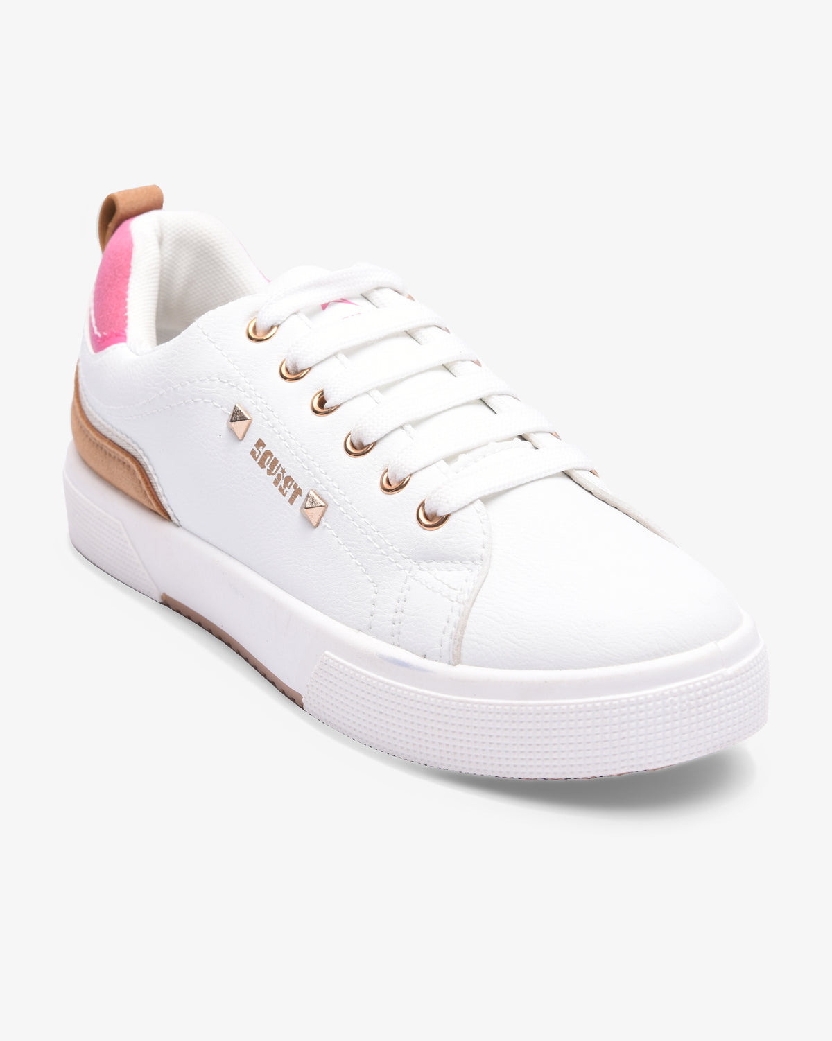 Ladies Mahogany - PU Multi Panel Lace Up Sneaker
