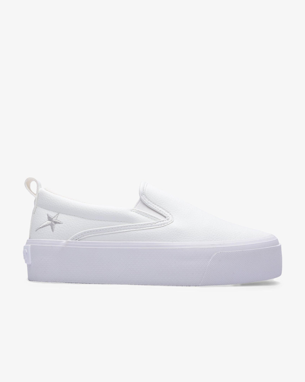 Soviet Ladies Monroe slip-on platform sneaker in white PU with silver accents, showcasing the vulcanized footwear design.