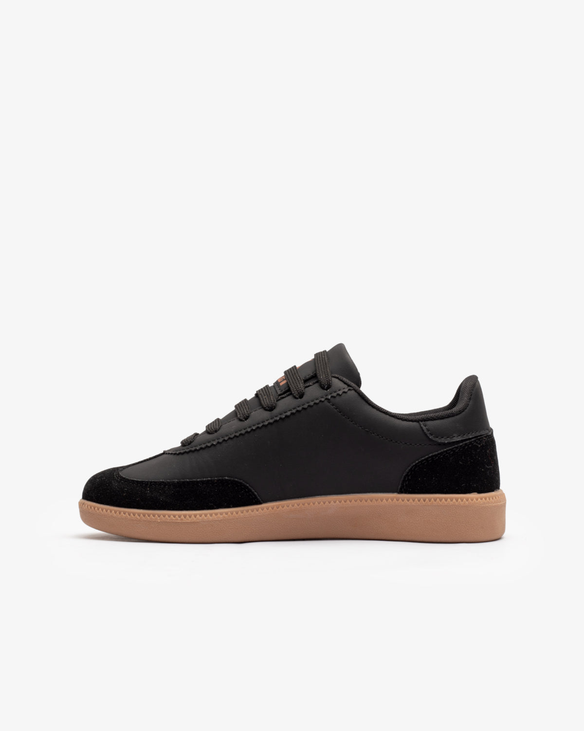 Black low-cut casual sneaker for women from Soviet, featuring leopard print design and comfortable footwear style.