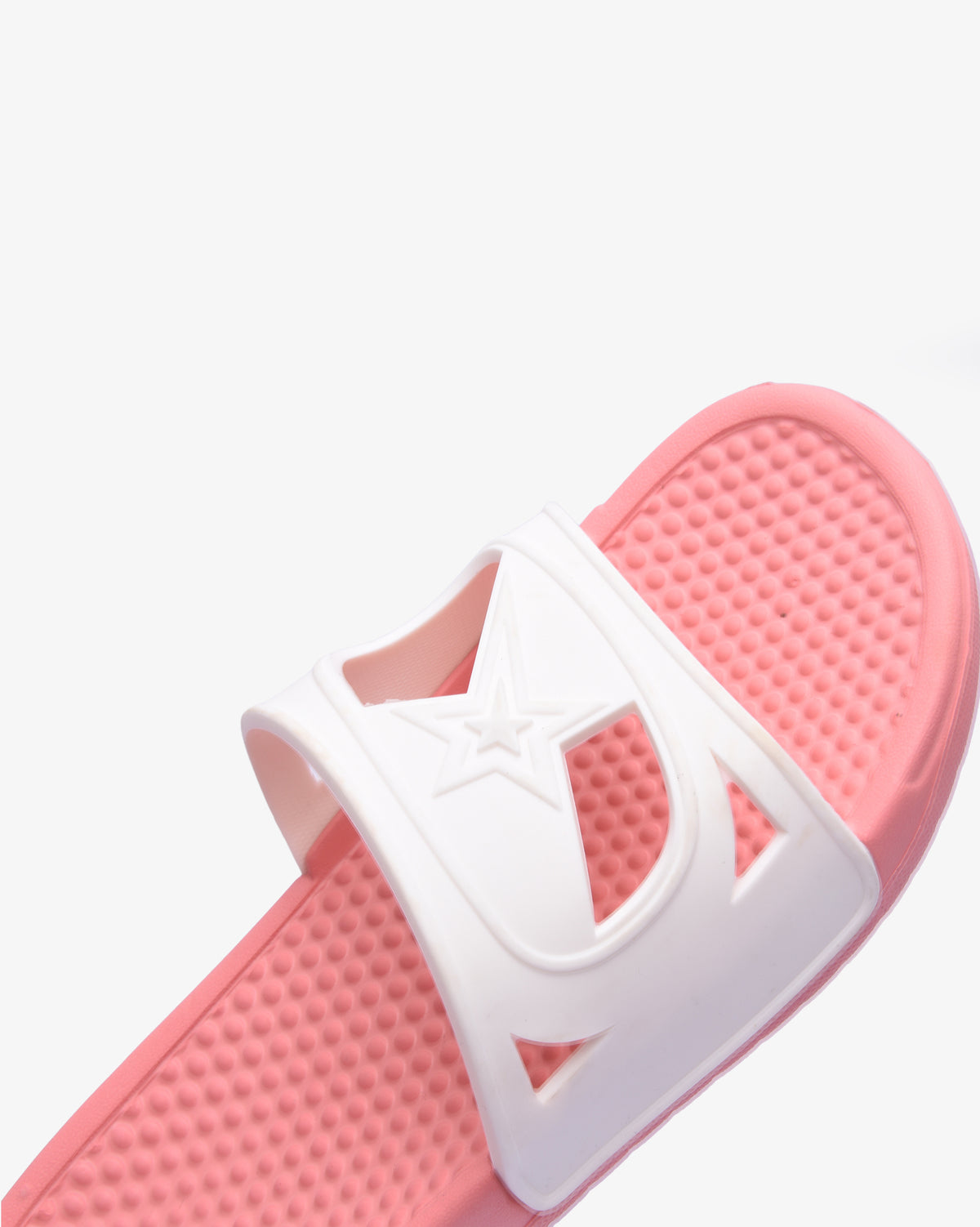 Soviet Ladies Rachelle Eva padded slider footwear in pink and white, featuring a comfortable padded design and casual slip-on style.
