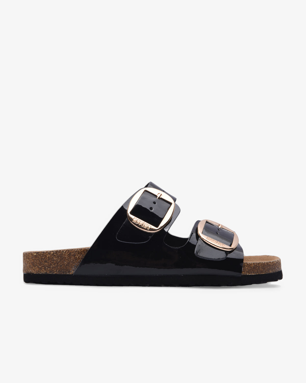 Ladies Stella 26 - Patent Cork Slide Sandal With Buckles