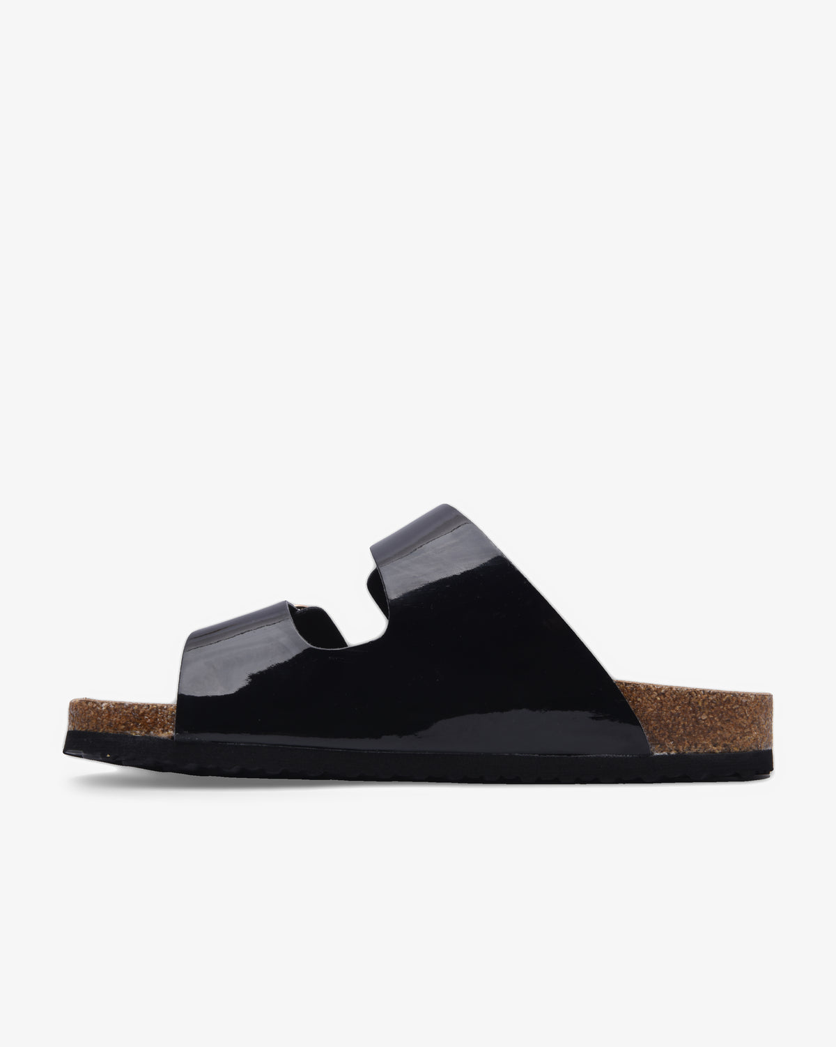 Ladies Stella 26 - Patent Cork Slide Sandal With Buckles