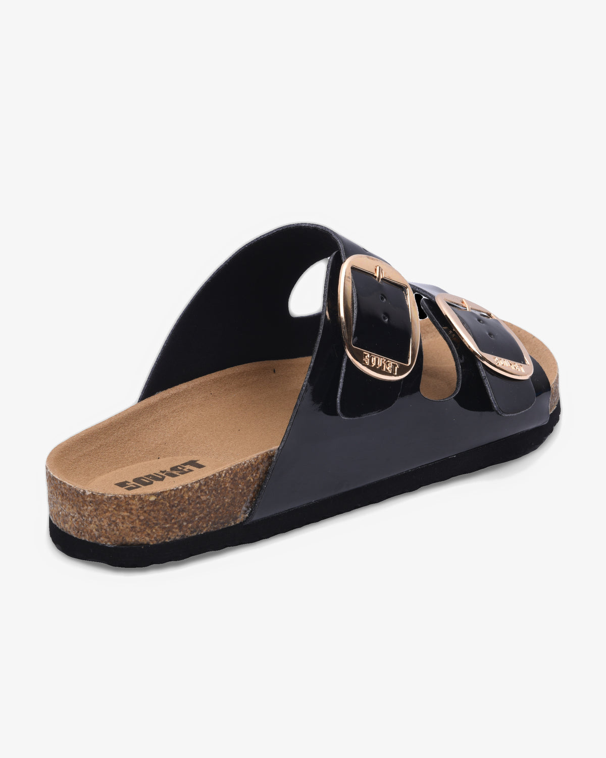 Ladies Stella 26 - Patent Cork Slide Sandal With Buckles