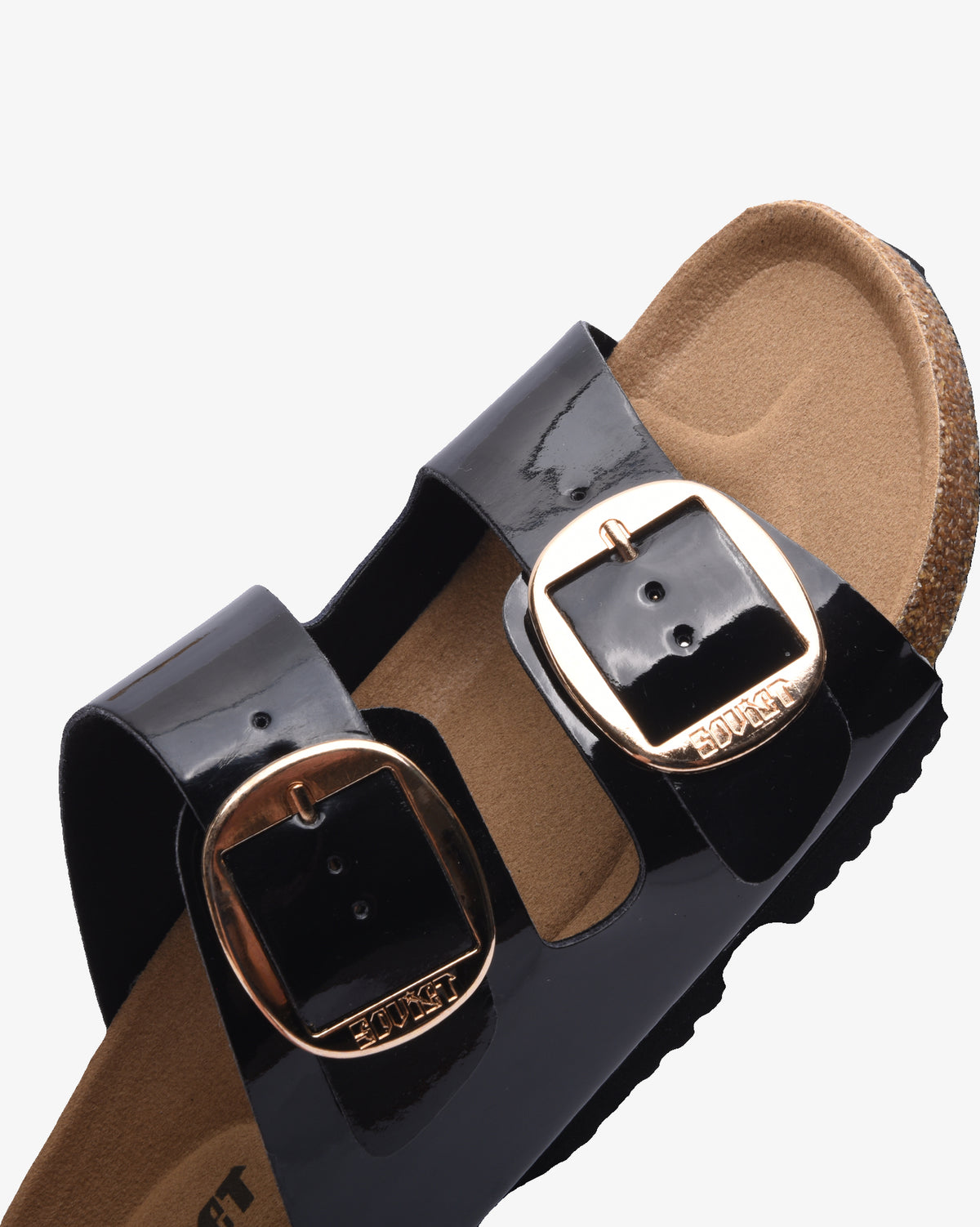 Ladies Stella 26 - Patent Cork Slide Sandal With Buckles