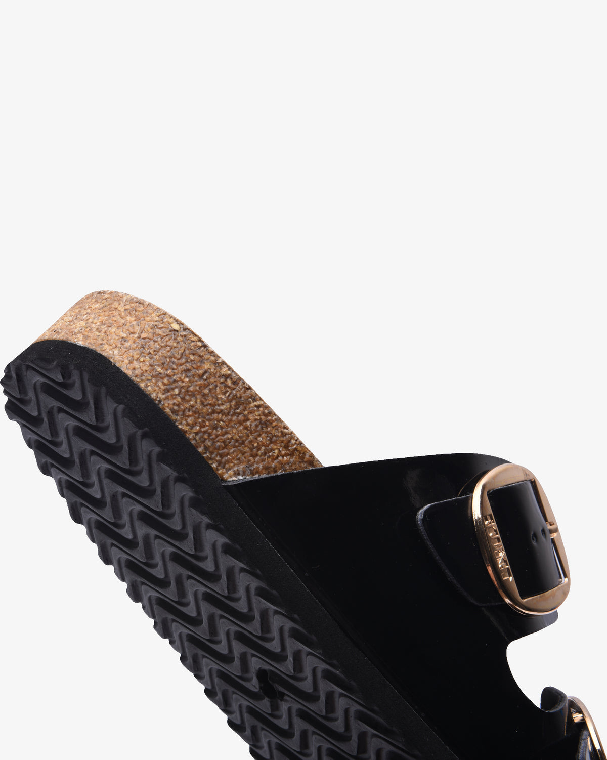 Ladies Stella 26 - Patent Cork Slide Sandal With Buckles