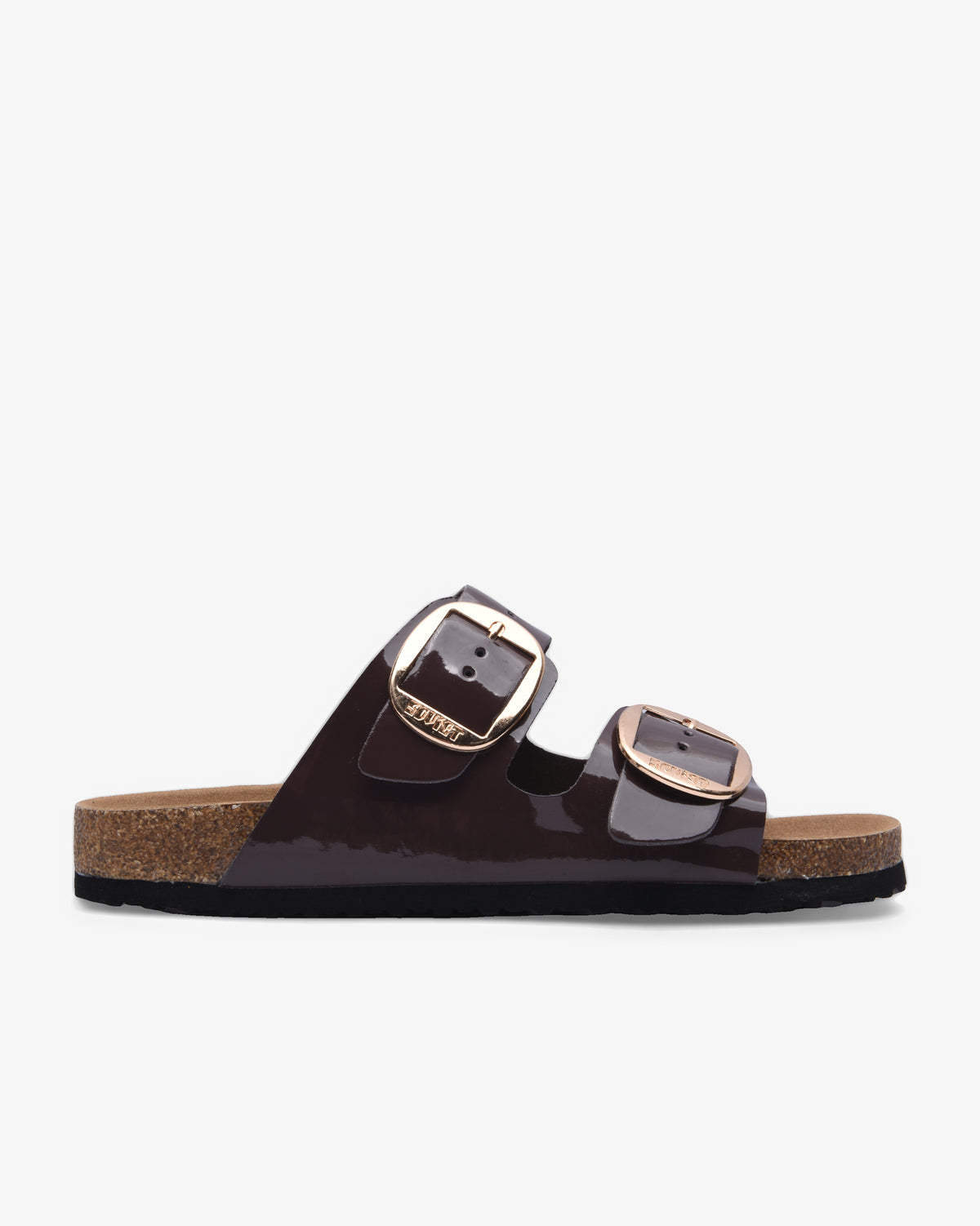 Ladies Stella 26 - Patent Cork Slide Sandal With Buckles