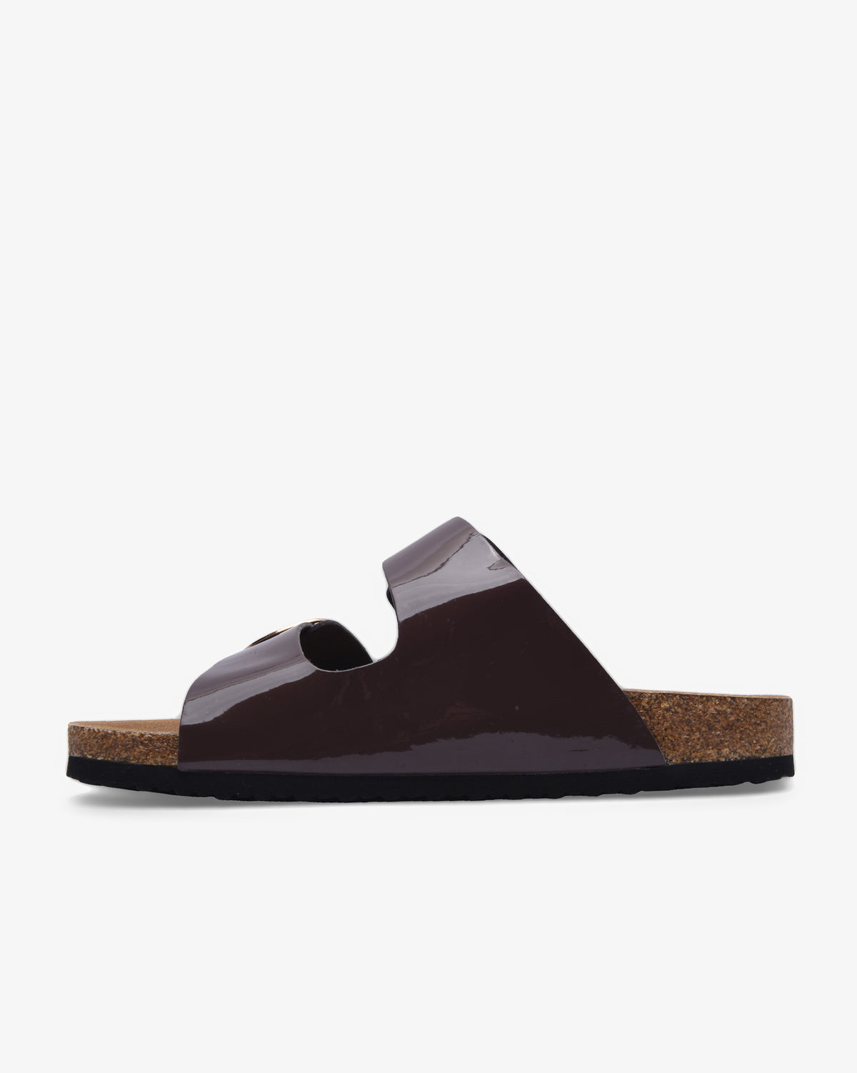 Ladies Stella 26 - Patent Cork Slide Sandal With Buckles