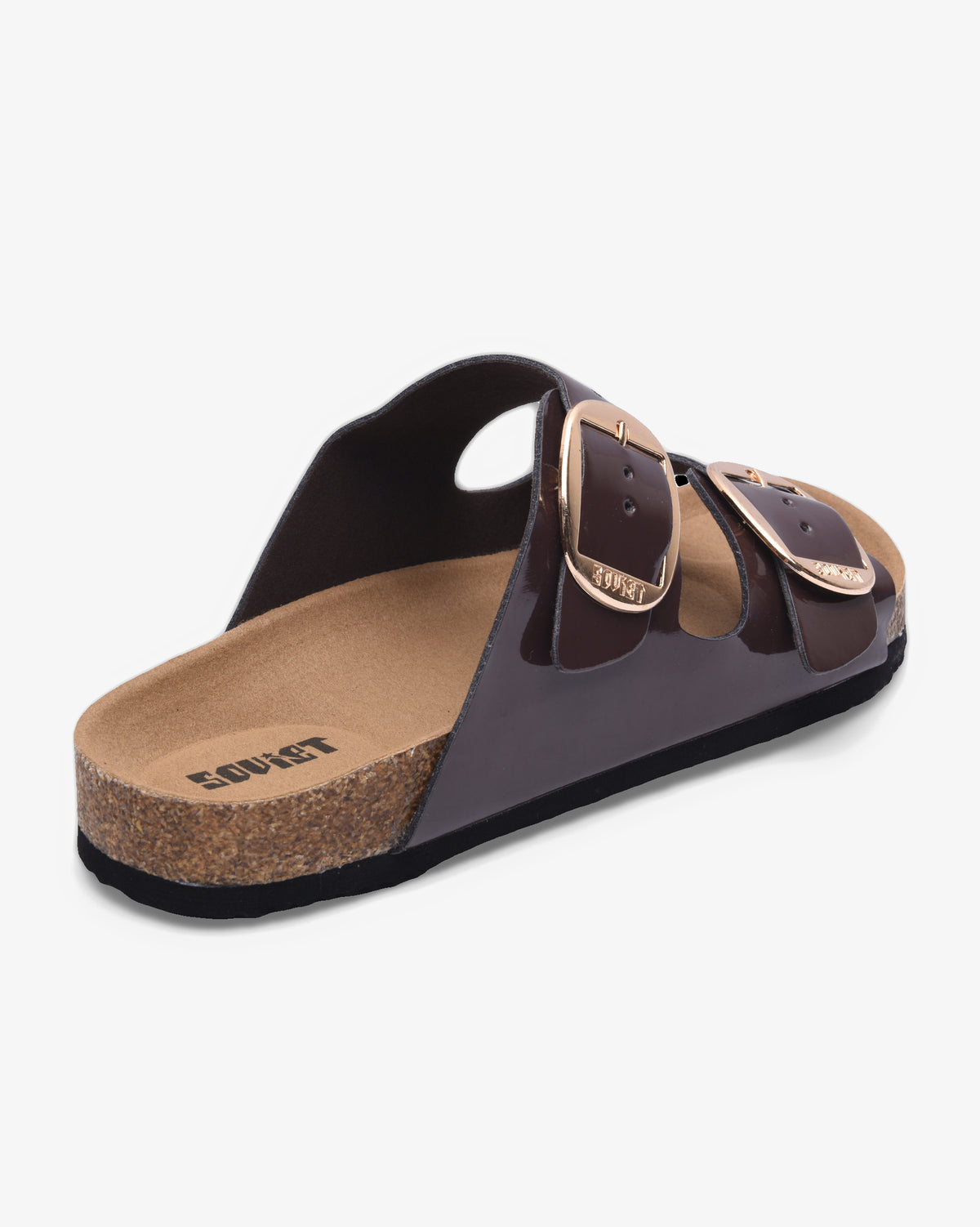 Ladies Stella 26 - Patent Cork Slide Sandal With Buckles