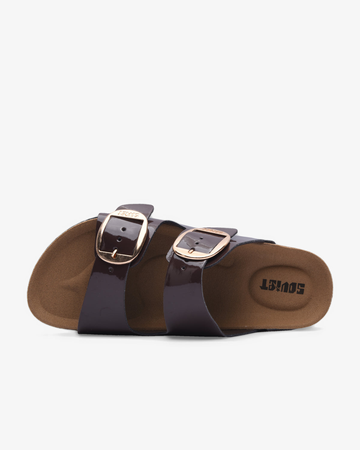Ladies Stella 26 - Patent Cork Slide Sandal With Buckles