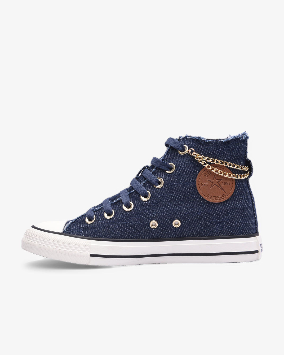 Ladies Viper - Hi Cut Denim Chain Sneaker