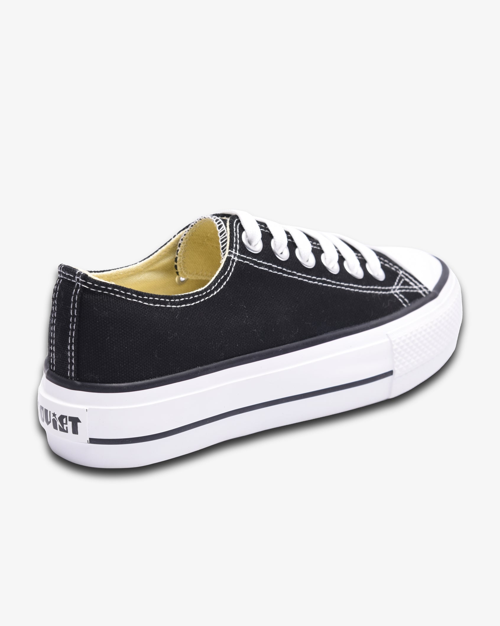 Black Soviet Ladies Viper Platform low-cut canvas footwear with 4cm vulcanized sole and platform design.
