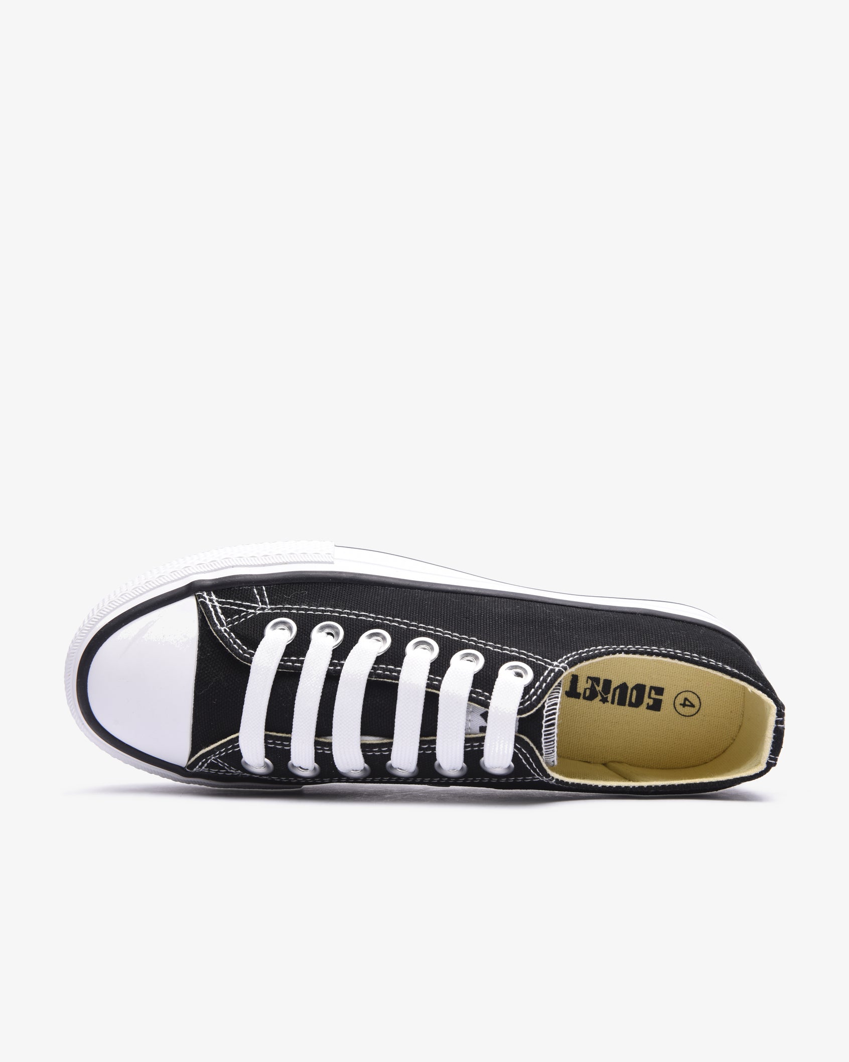 Black Soviet Ladies Viper Platform S26 footwear with 4cm vulcanized low-cut canvas sole, stylish and comfortable women's shoes.