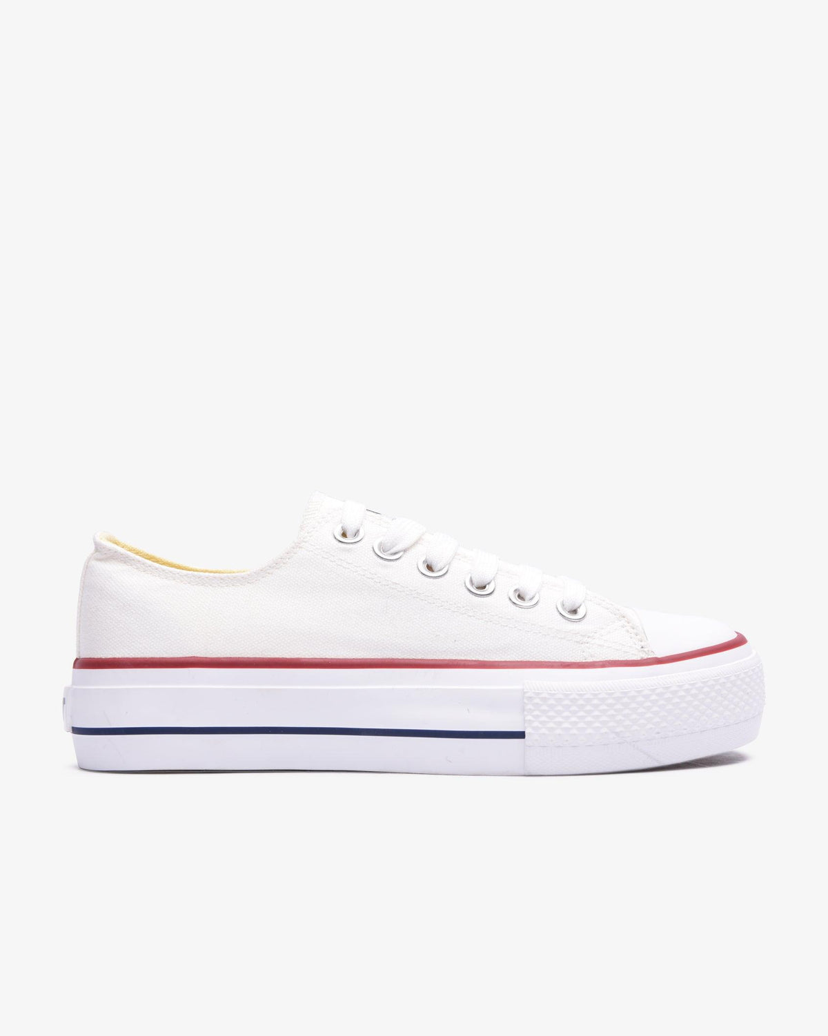 White Soviet Ladies Viper Platform S26 sneakers with vulcanized low cut canvas and 4cm platform heel.