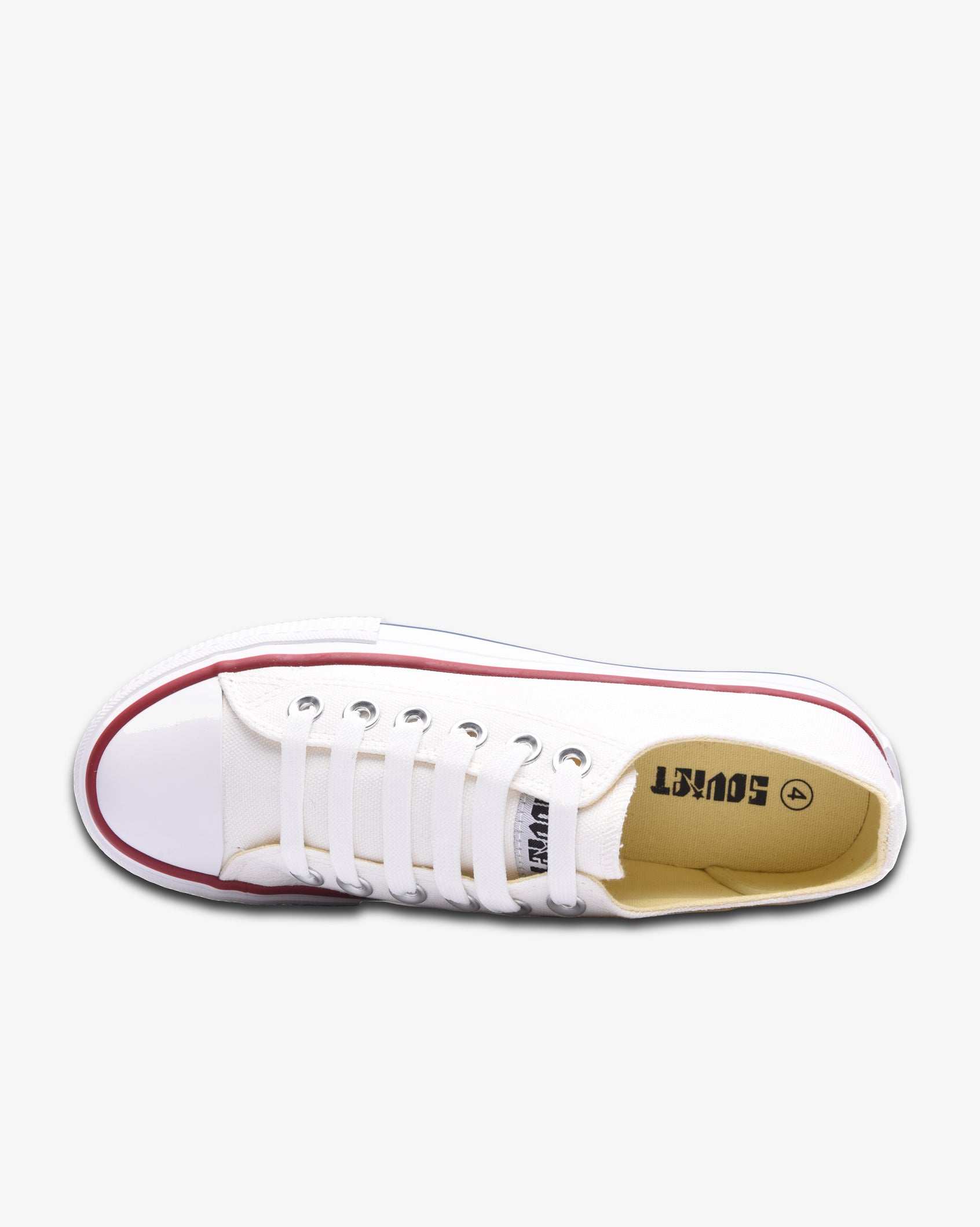 Soviet Ladies Viper Platform S26 low cut canvas footwear with 4cm vulcanized platform in white, showcasing the stylish shoe design.