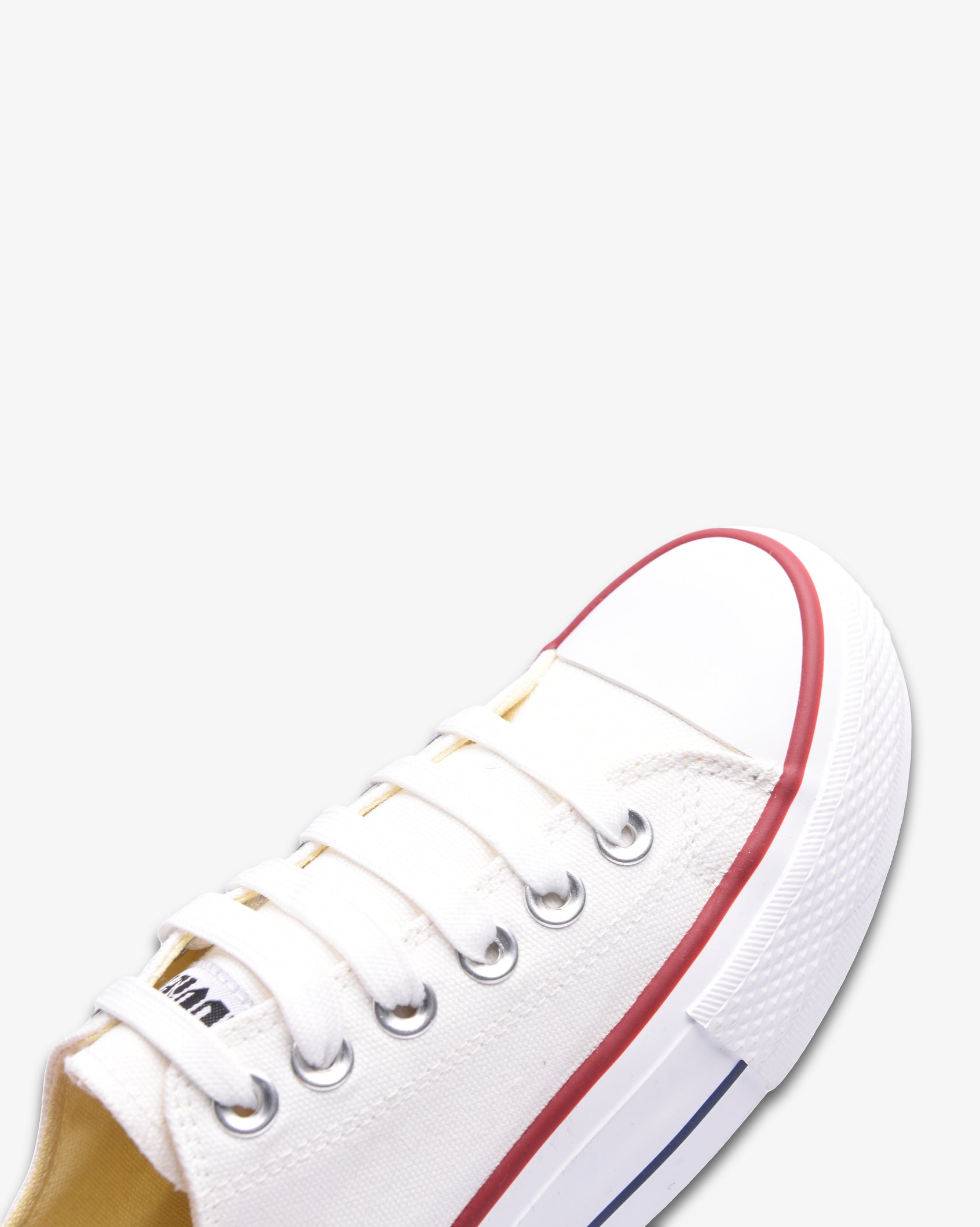 White Soviet Ladies Viper Platform sneakers with 4cm vulcanized low cut canvas soles and stylish design.