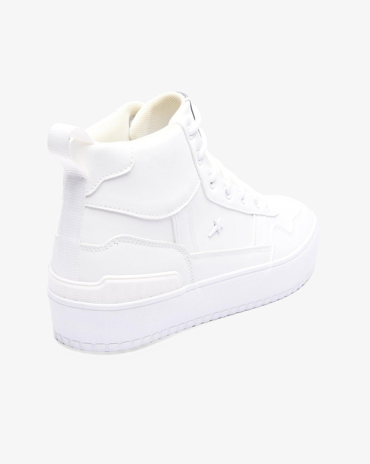 Men's Soviet Augustine PU hi-cut mixed media upper sneaker, white and black, showcasing sporty footwear design with stylish details.