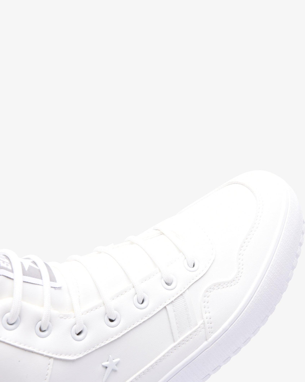 Men's Soviet Augustine PU hi-cut mixed media upper sneaker, white with black accents, showcasing athletic footwear design.