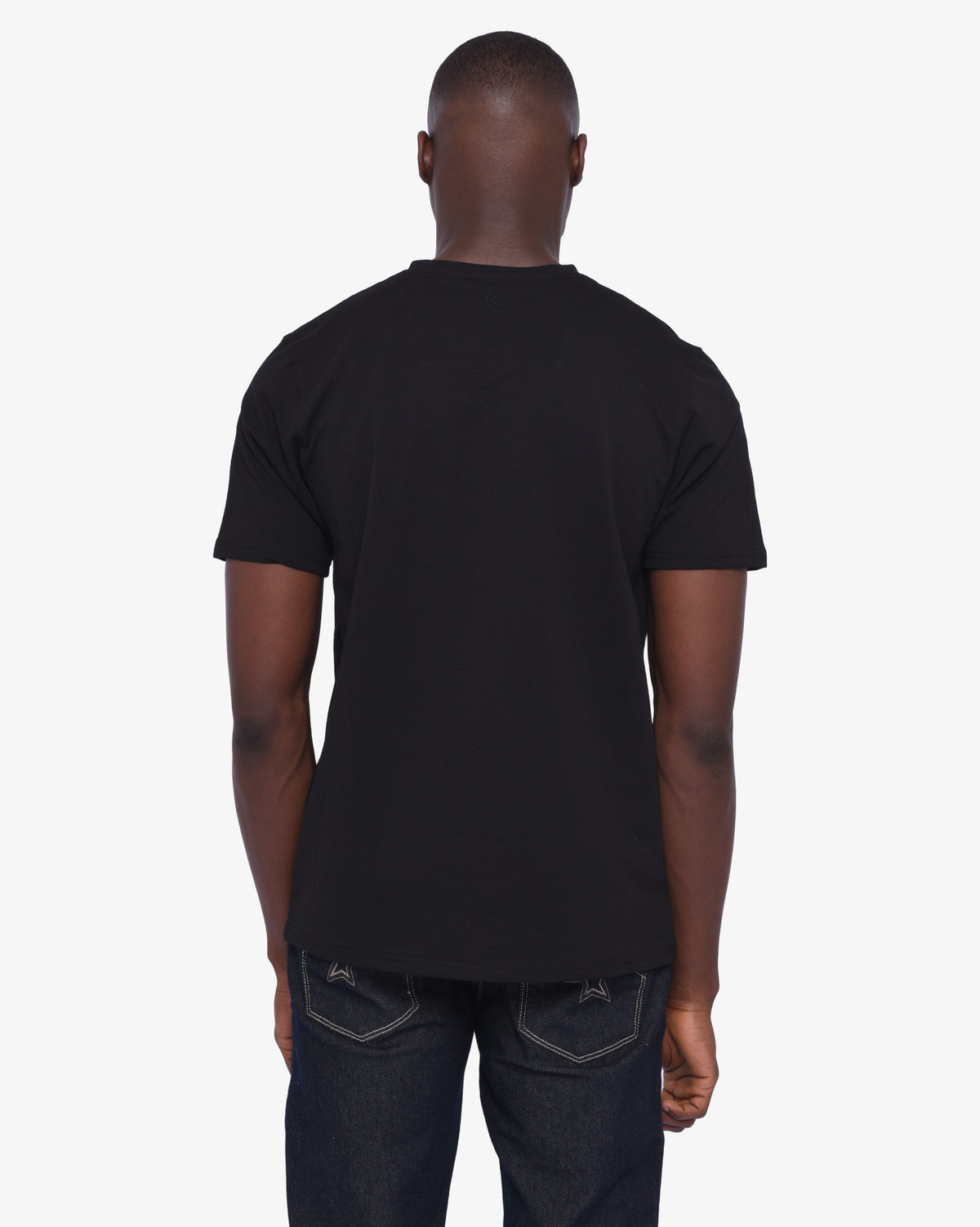Black men's short sleeve V-neck T-shirt by Soviet, casual apparel with a comfortable fit and smooth fabric.