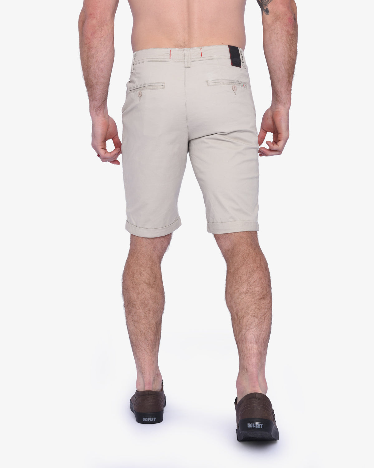 Men's Soviet Femicino chino shorts in stone color, casual apparel with a comfortable fit and classic design.
