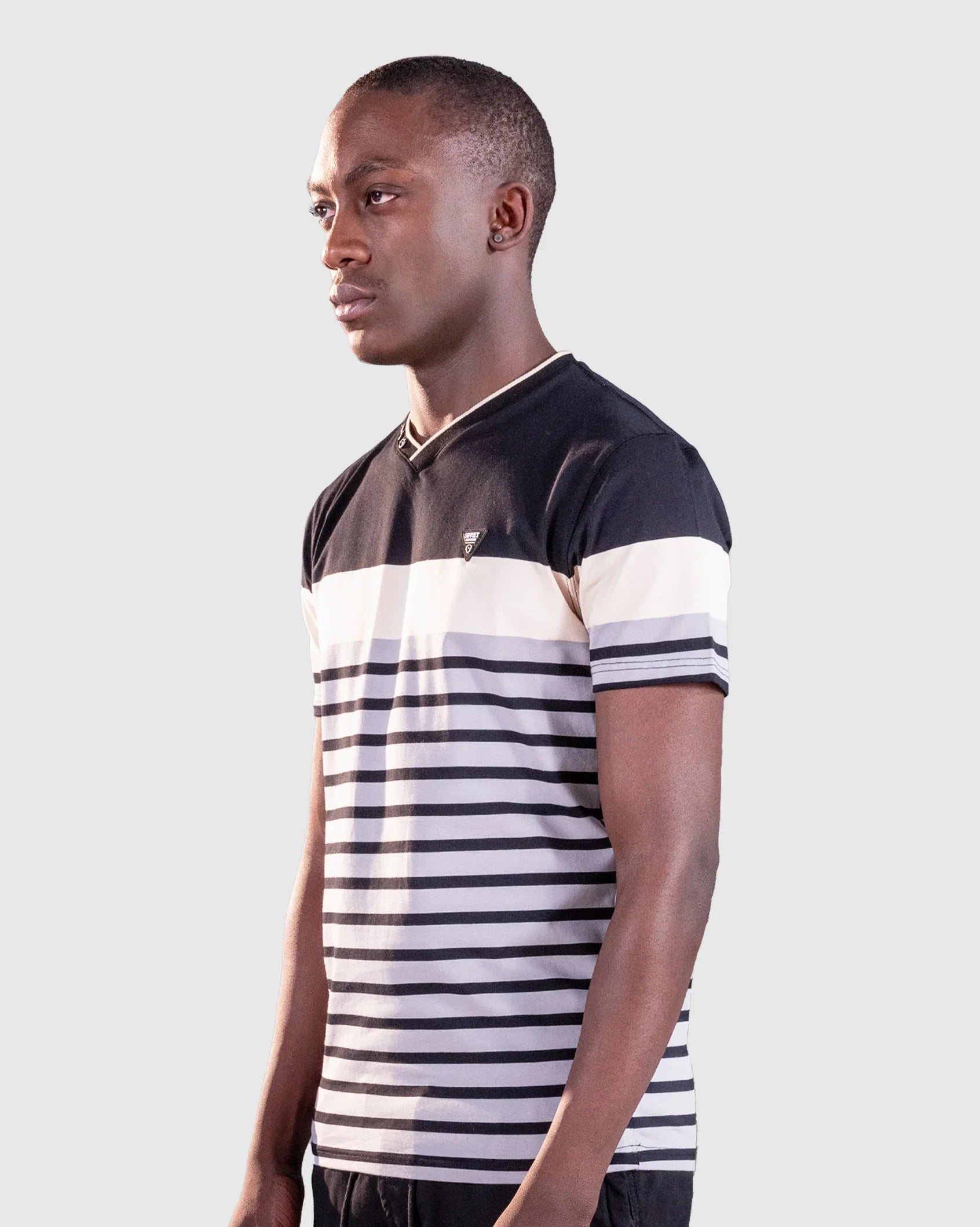 Mens Grand - Striped V-Neck Tee