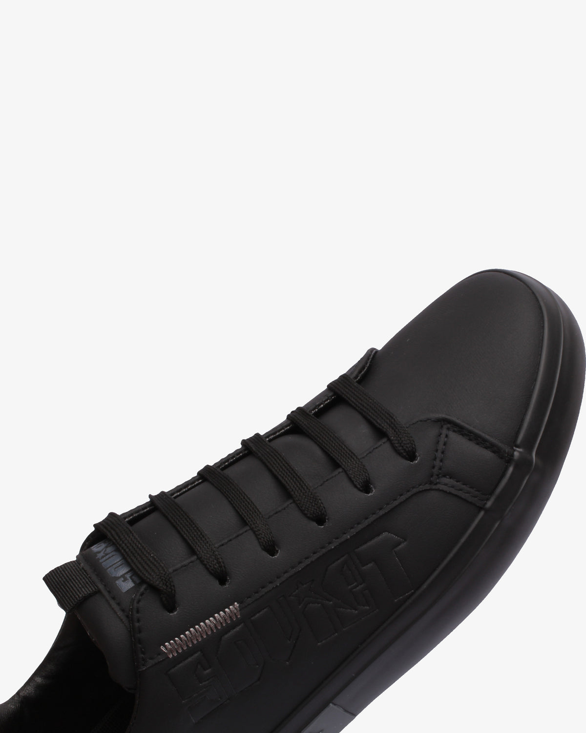 Men's Soviet Hollywood low cut PU sneaker in black with mono character design, showcasing stylish footwear for casual wear.