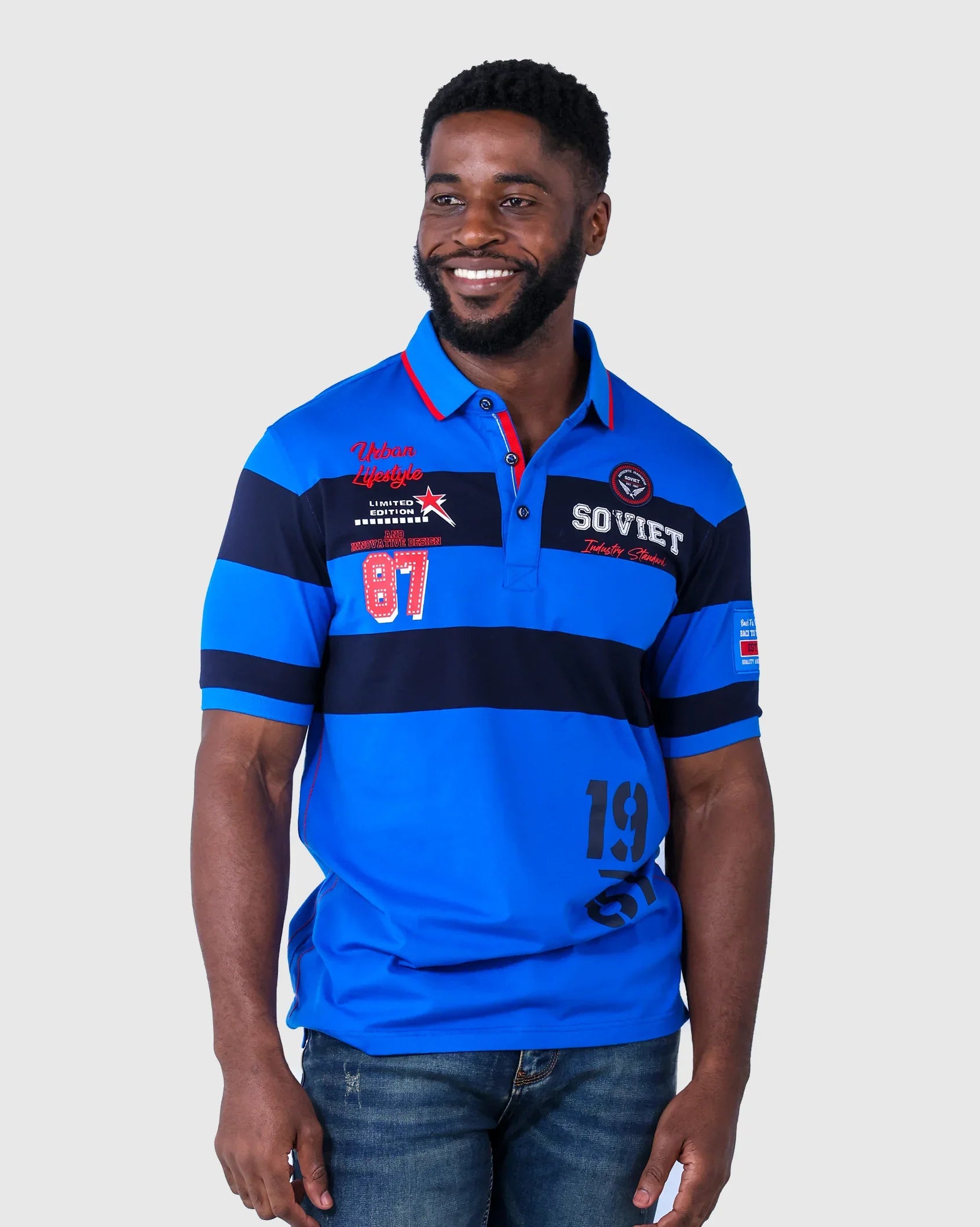 Mens Moriarity - Bold Striped Golfer