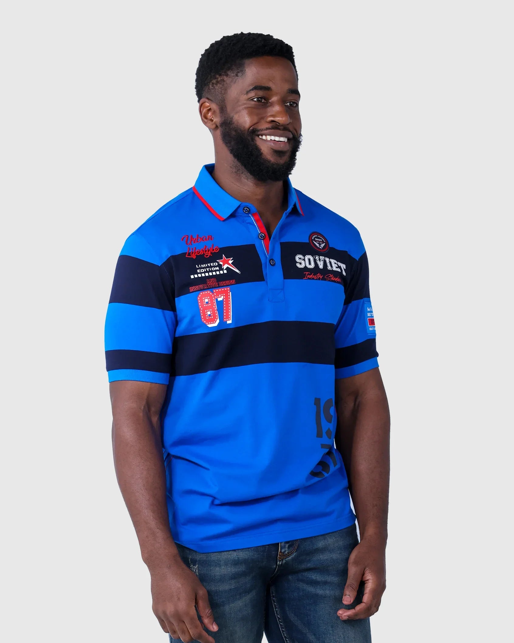 Mens Moriarity - Bold Striped Golfer