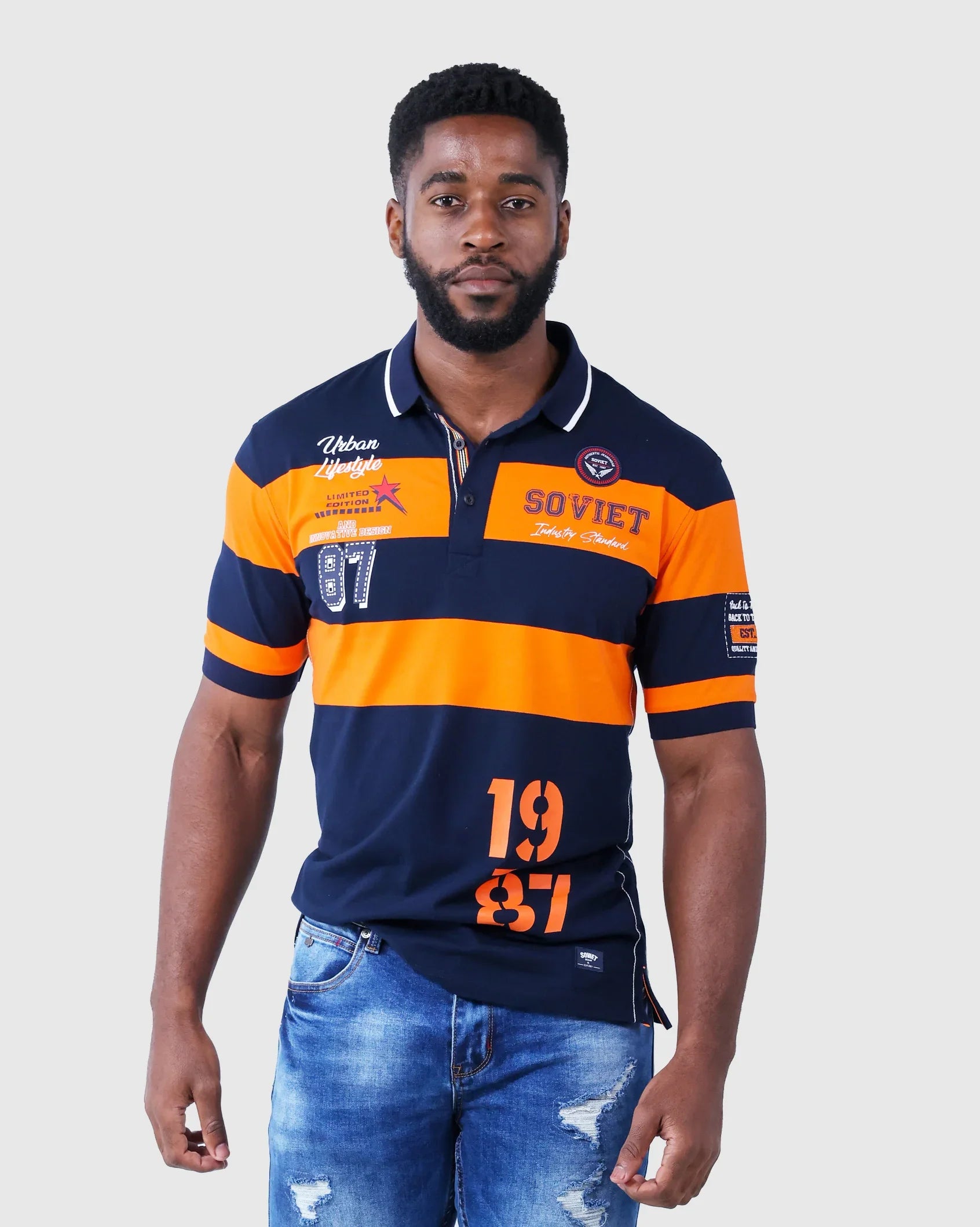 Mens Moriarity - Bold Striped Golfer