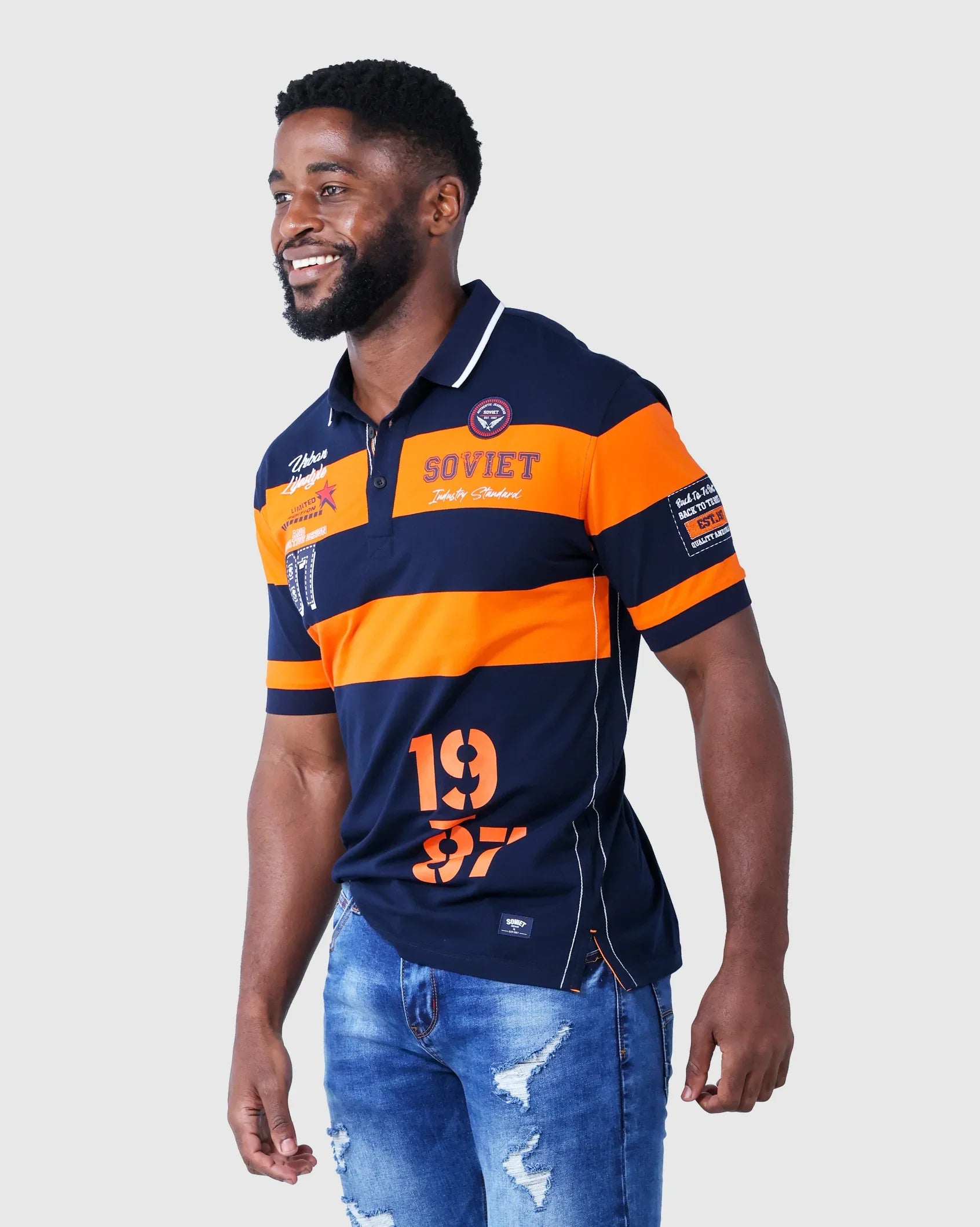 Mens Moriarity - Bold Striped Golfer